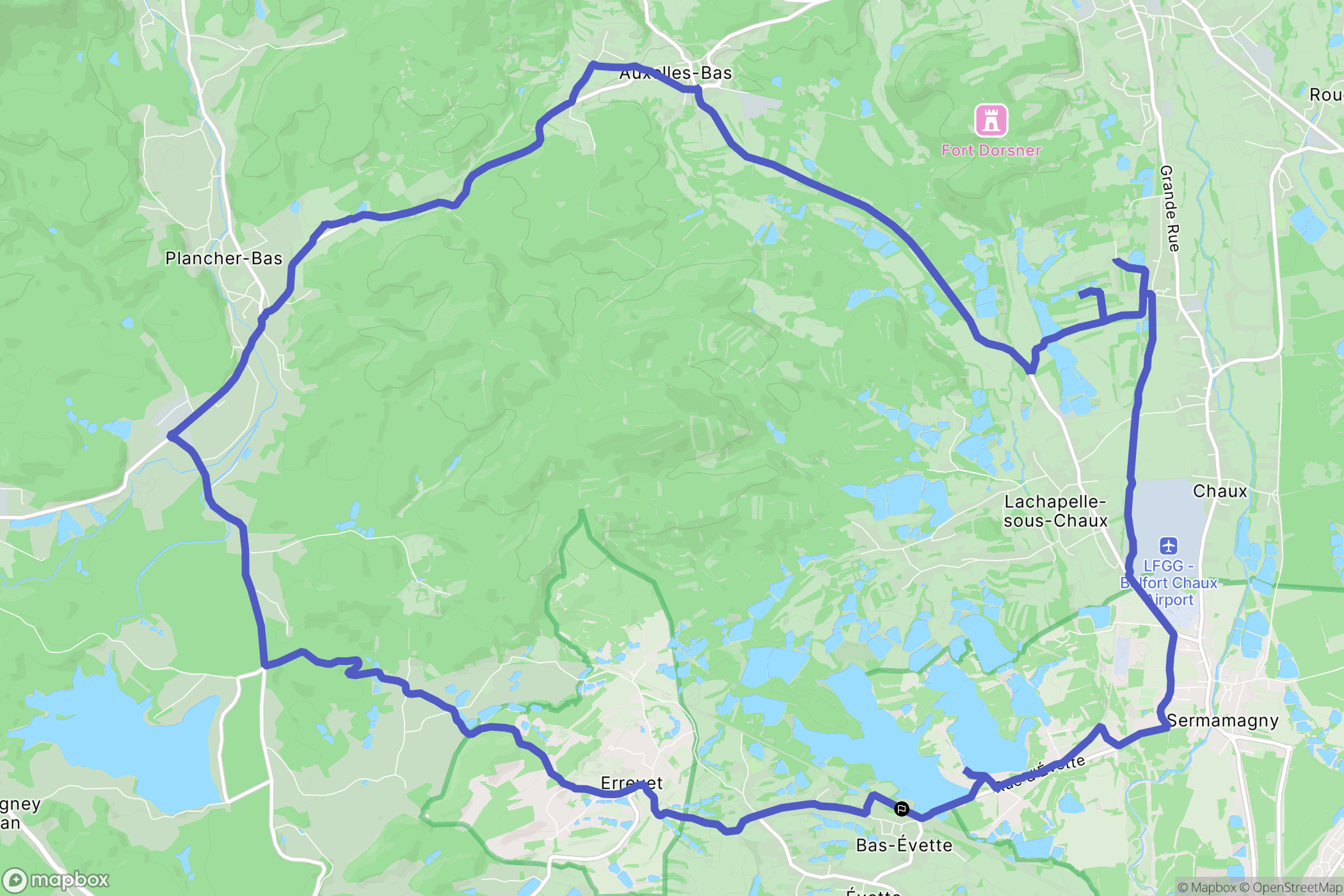 Évette-Salbert : carte du parcours de randonnée - France