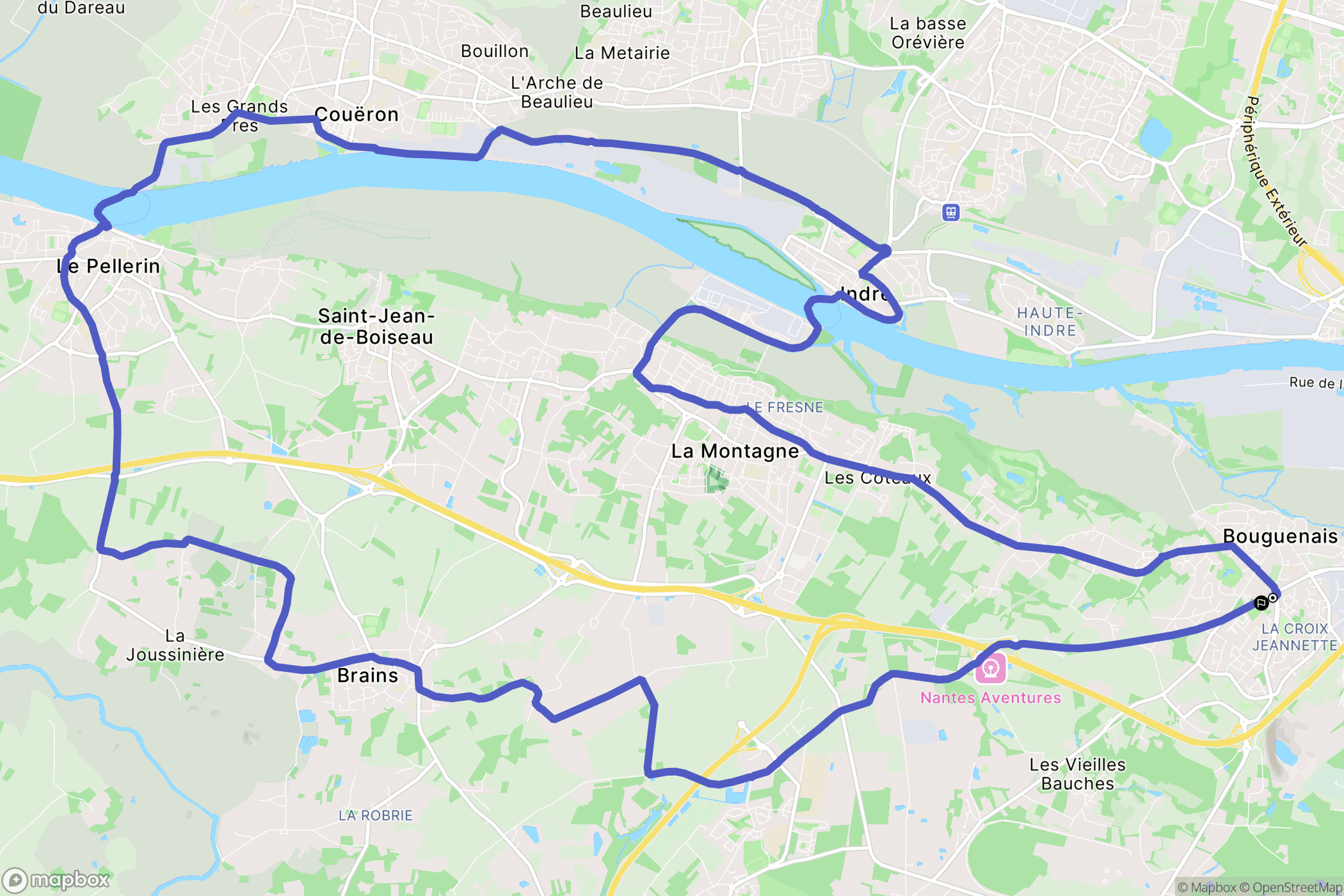 Bouguenais : carte du parcours de randonnée - France