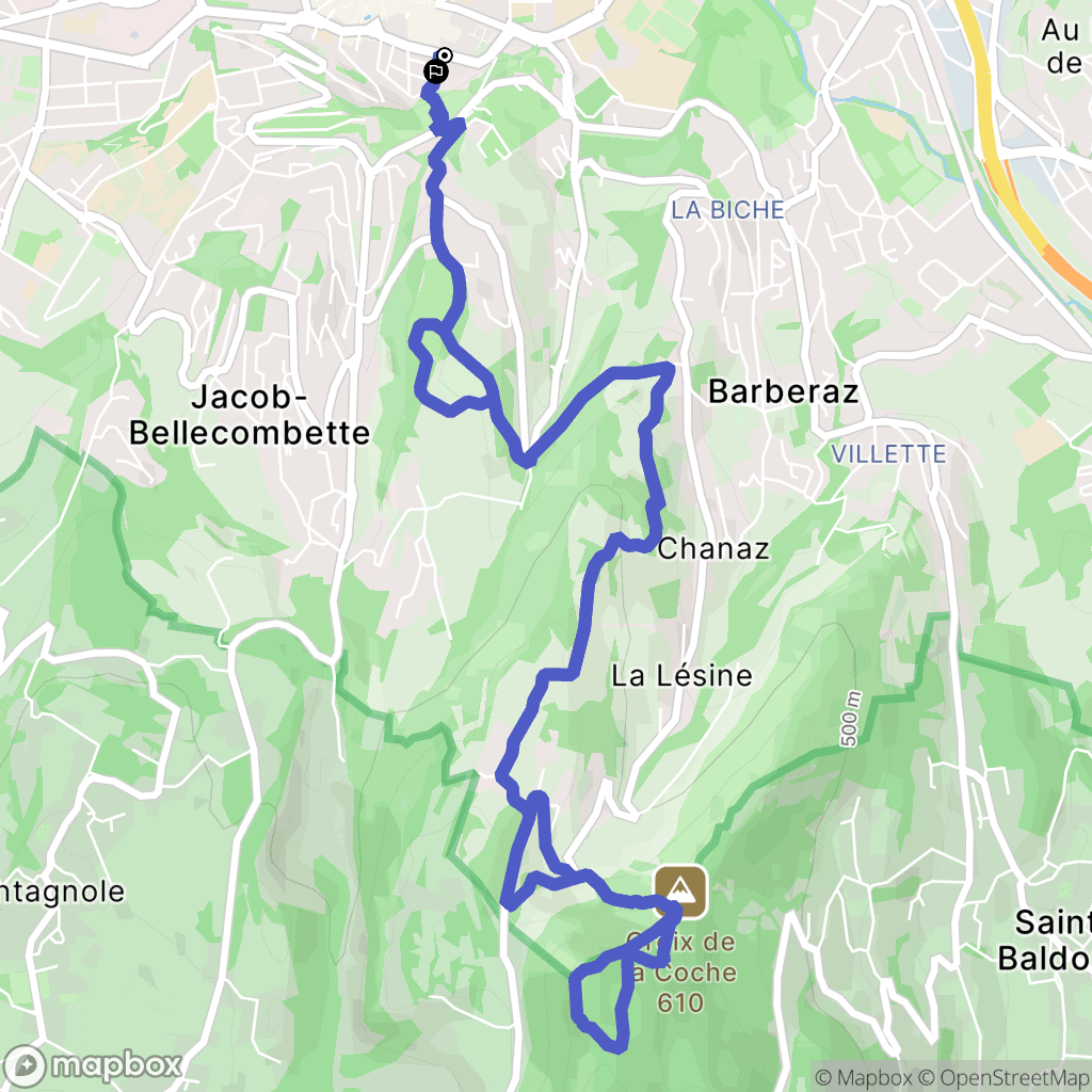 Chambéry : carte du parcours de randonnée - France