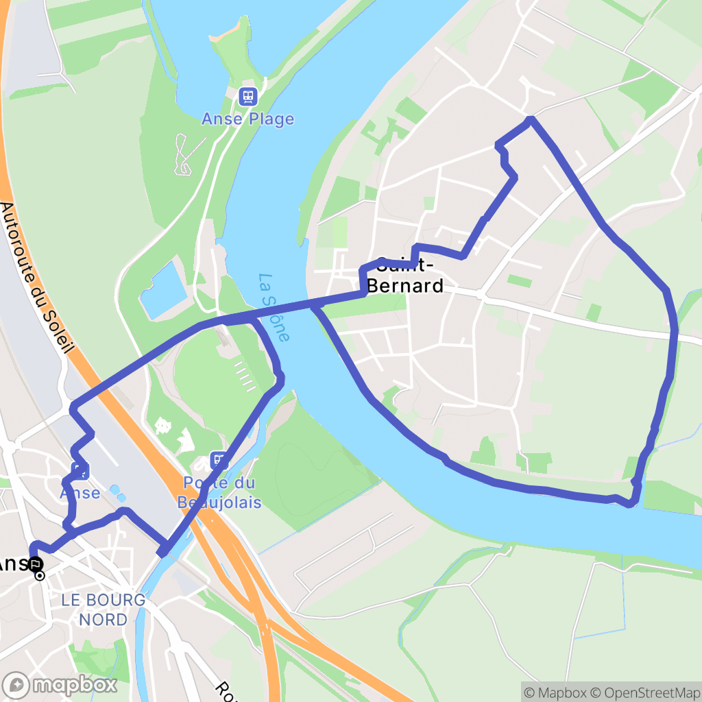 Anse : carte du parcours de randonnée - France