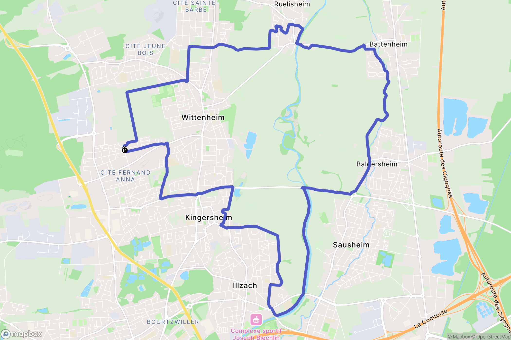 Wittenheim : carte du parcours de randonnée - France