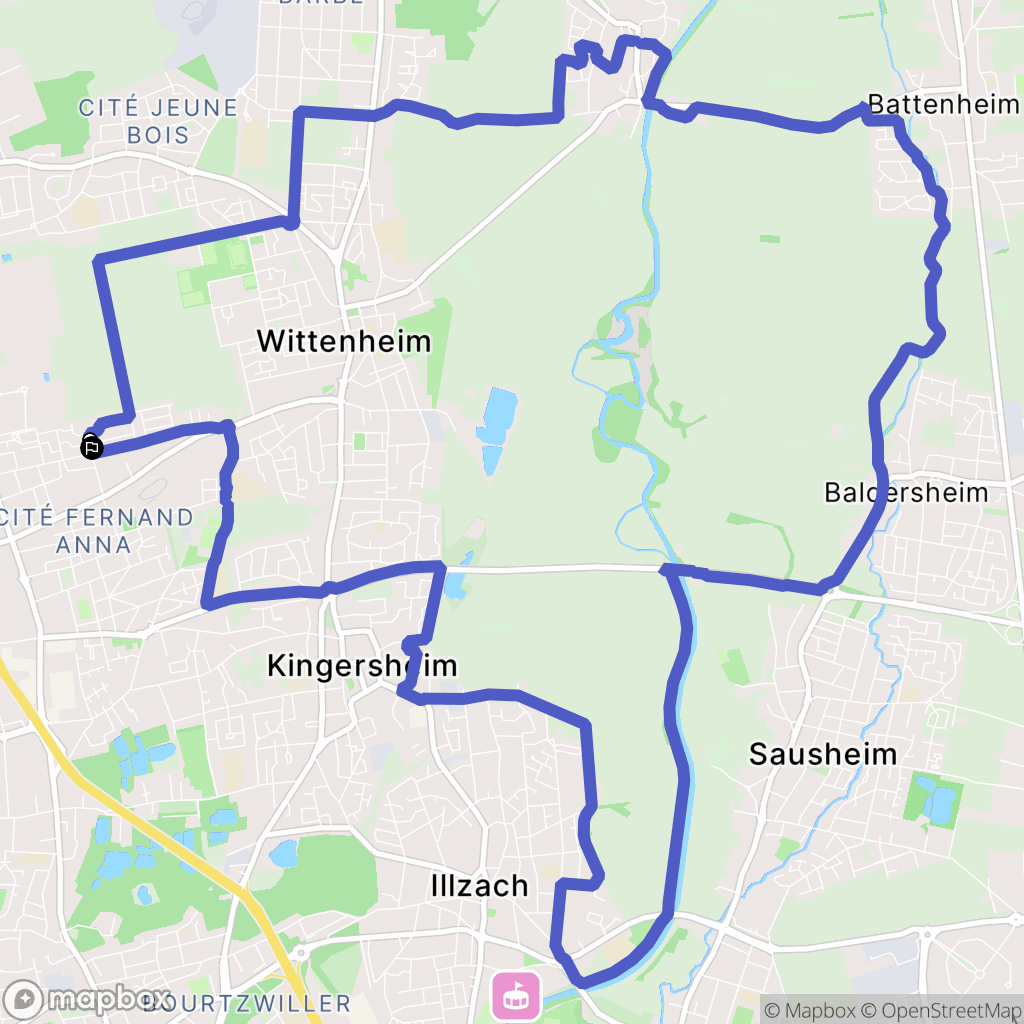 Wittenheim : carte du parcours de randonnée - France
