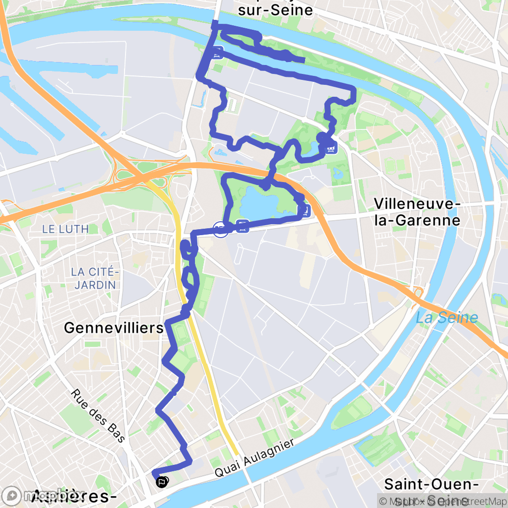 Asnières-sur-Seine : carte du parcours de randonnée - France