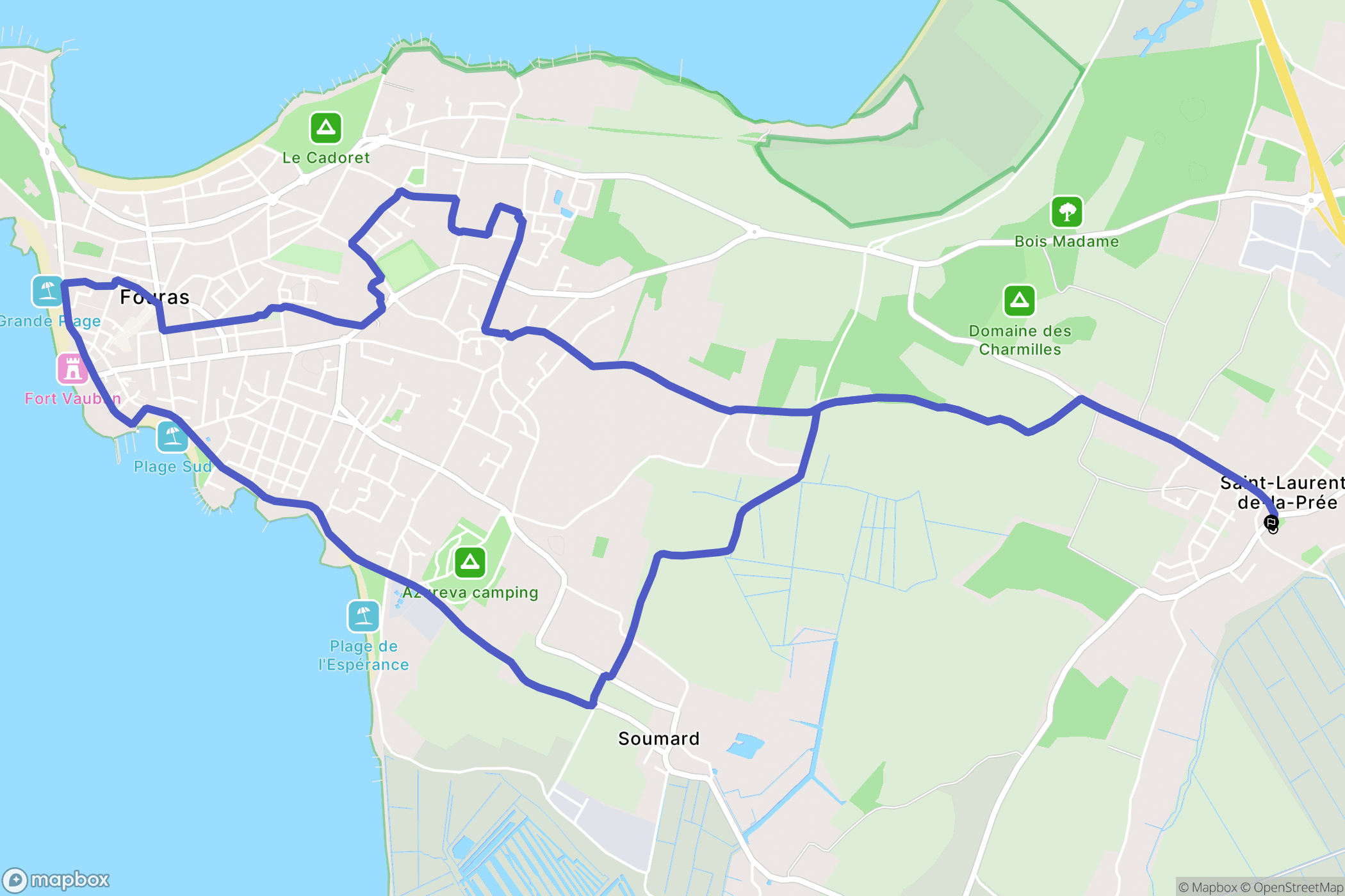 Saint-Laurent-de-la-Prée : carte du parcours de randonnée - France