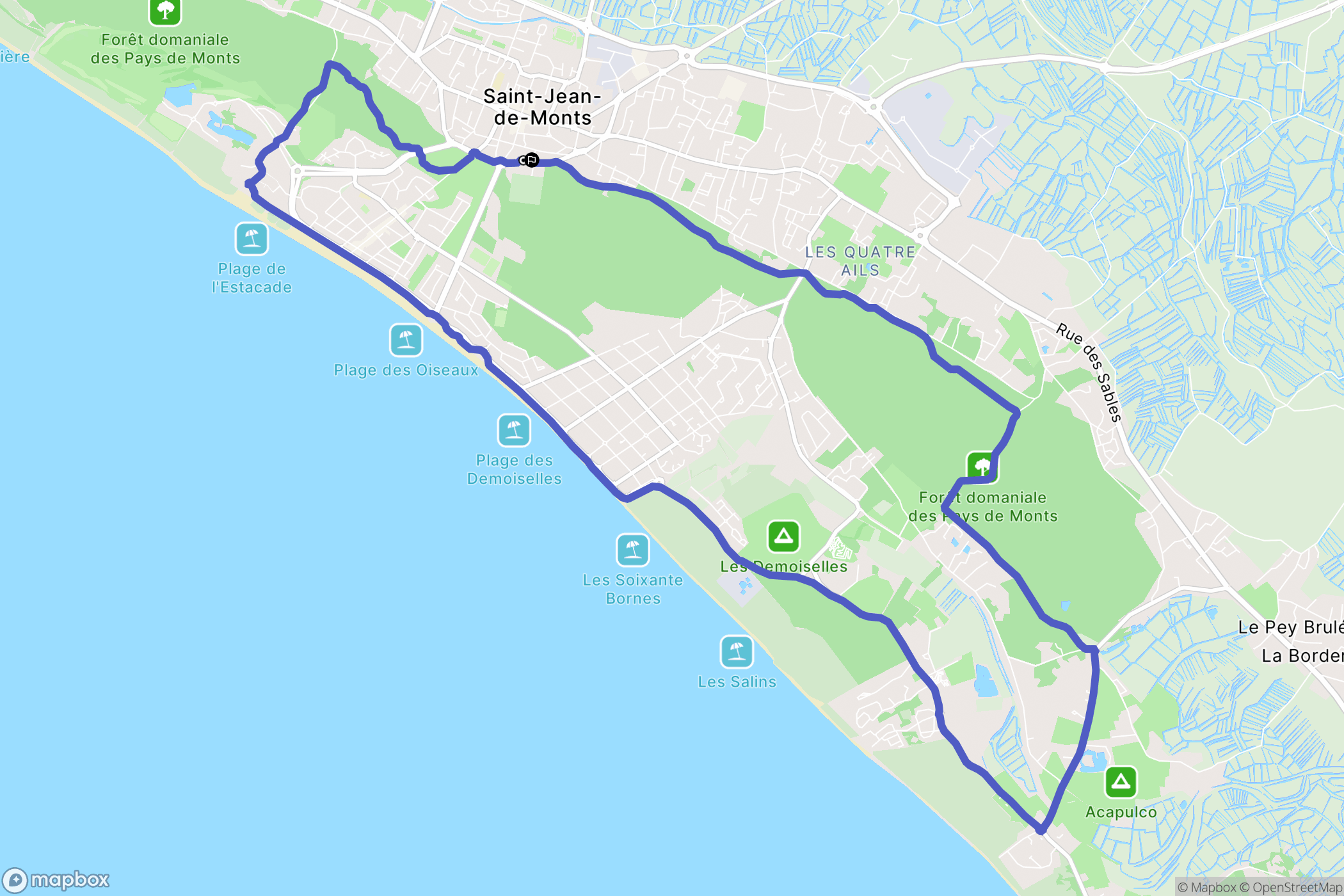 Saint-Jean-de-Monts : carte du parcours de randonnée - France