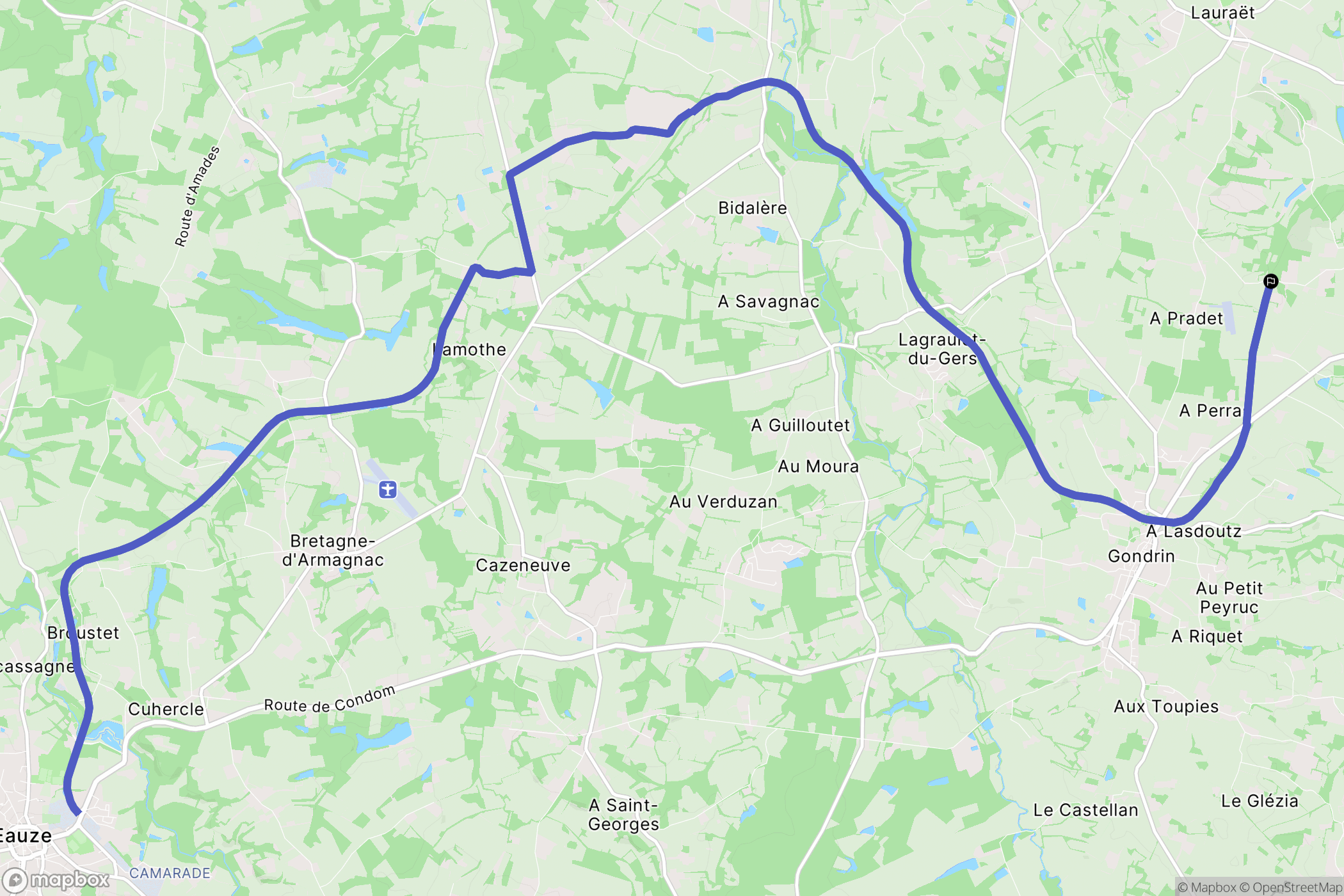 Lauraët : carte du parcours de randonnée - France