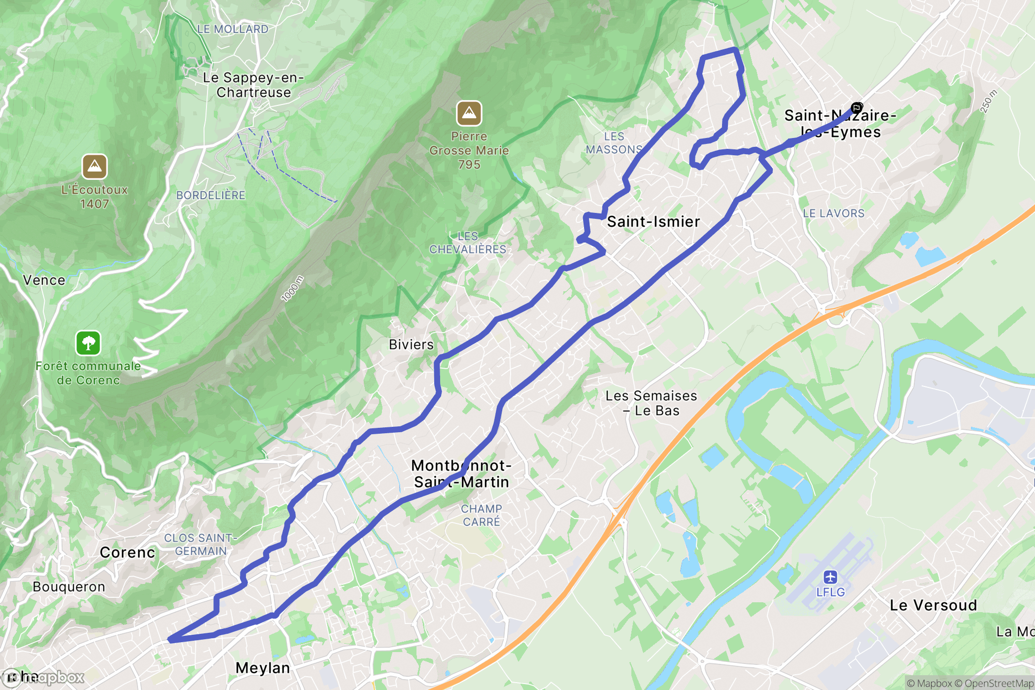 Saint-Nazaire-les-Eymes : carte du parcours de randonnée - France