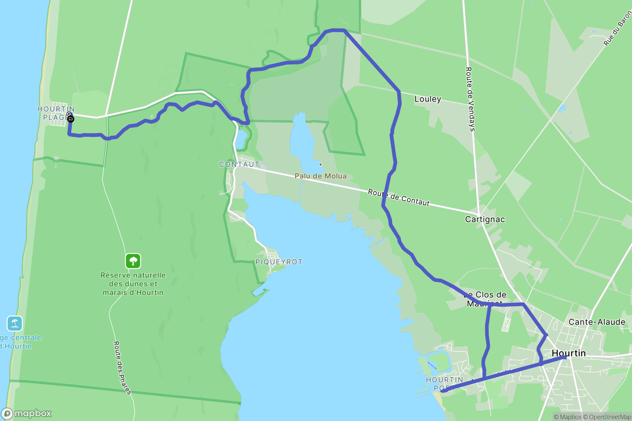 Hourtin : carte du parcours de randonnée - France