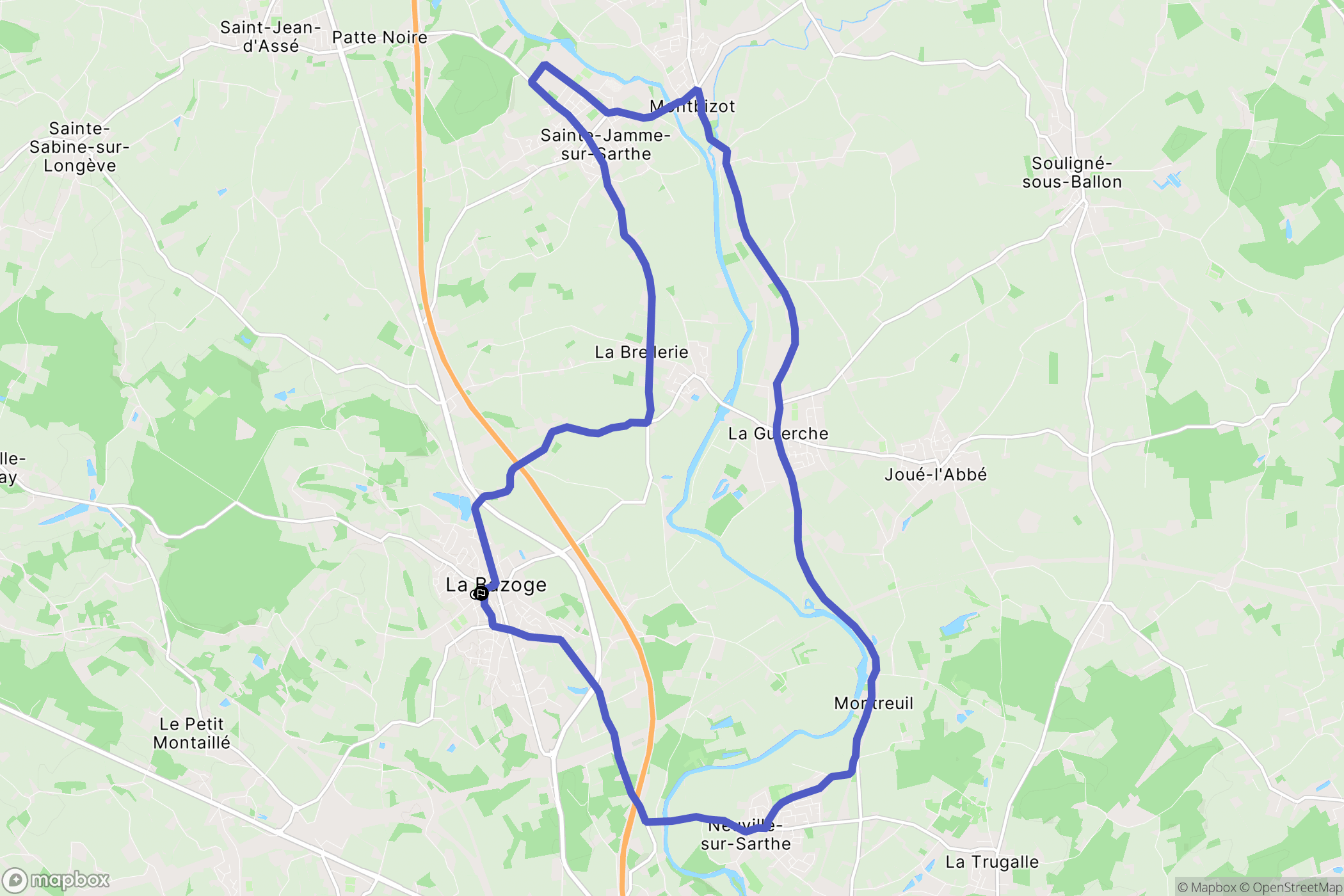 La Bazoge : carte du parcours de randonnée - France