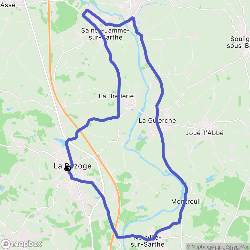La Bazoge : carte du parcours de randonnée - France
