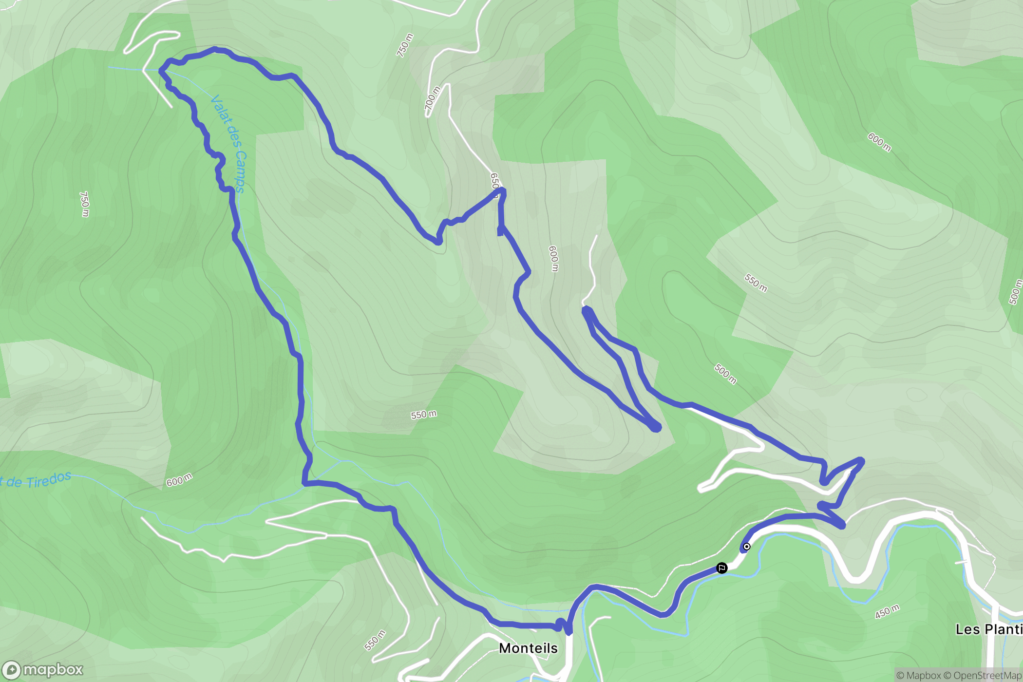 Les Plantiers : carte du parcours de randonnée - France