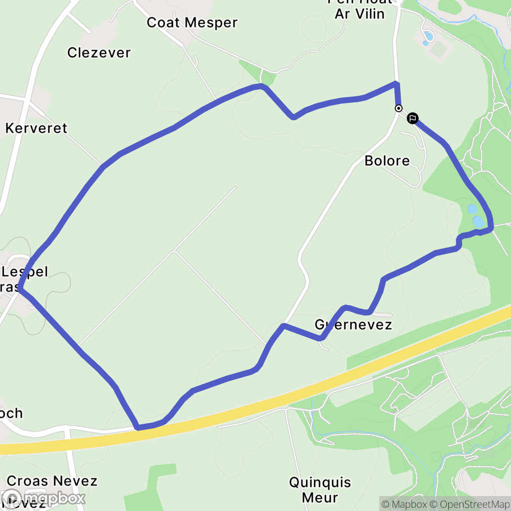 Plouédern : carte du parcours de randonnée - France