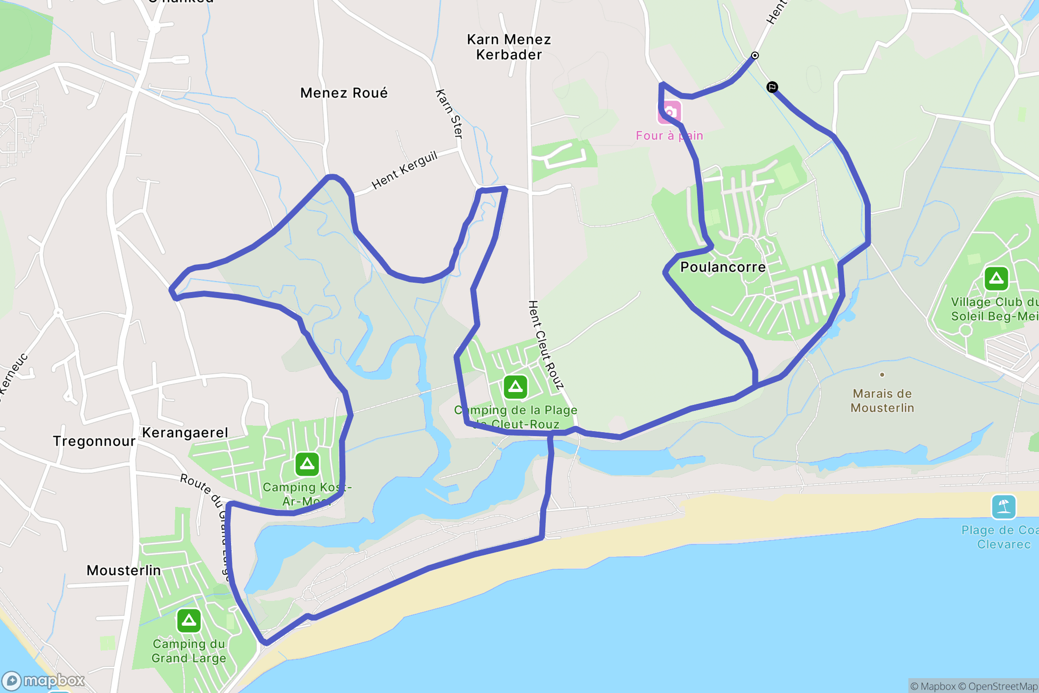 Fouesnant : carte du parcours de randonnée - France