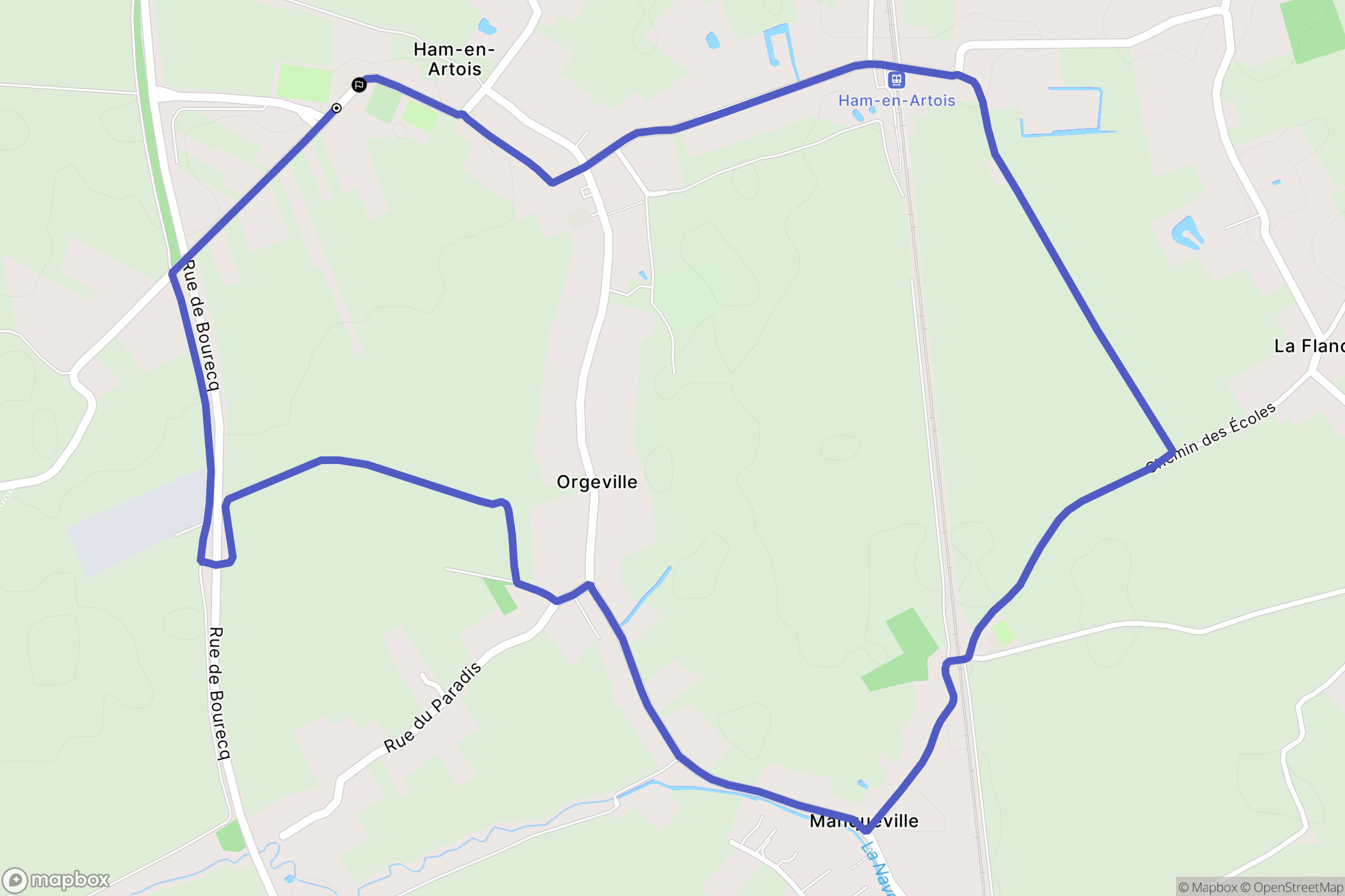Ham-en-Artois : carte du parcours de randonnée - France