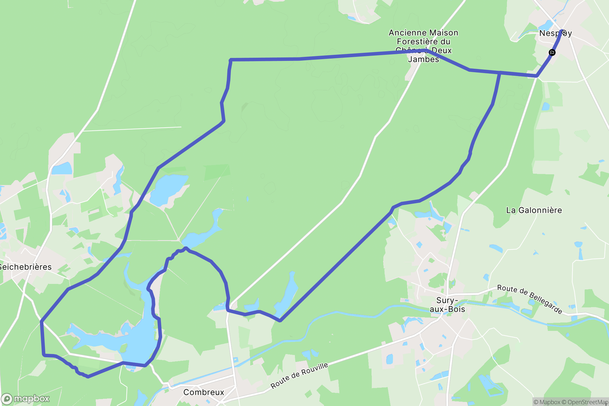 Nibelle : carte du parcours de randonnée - France