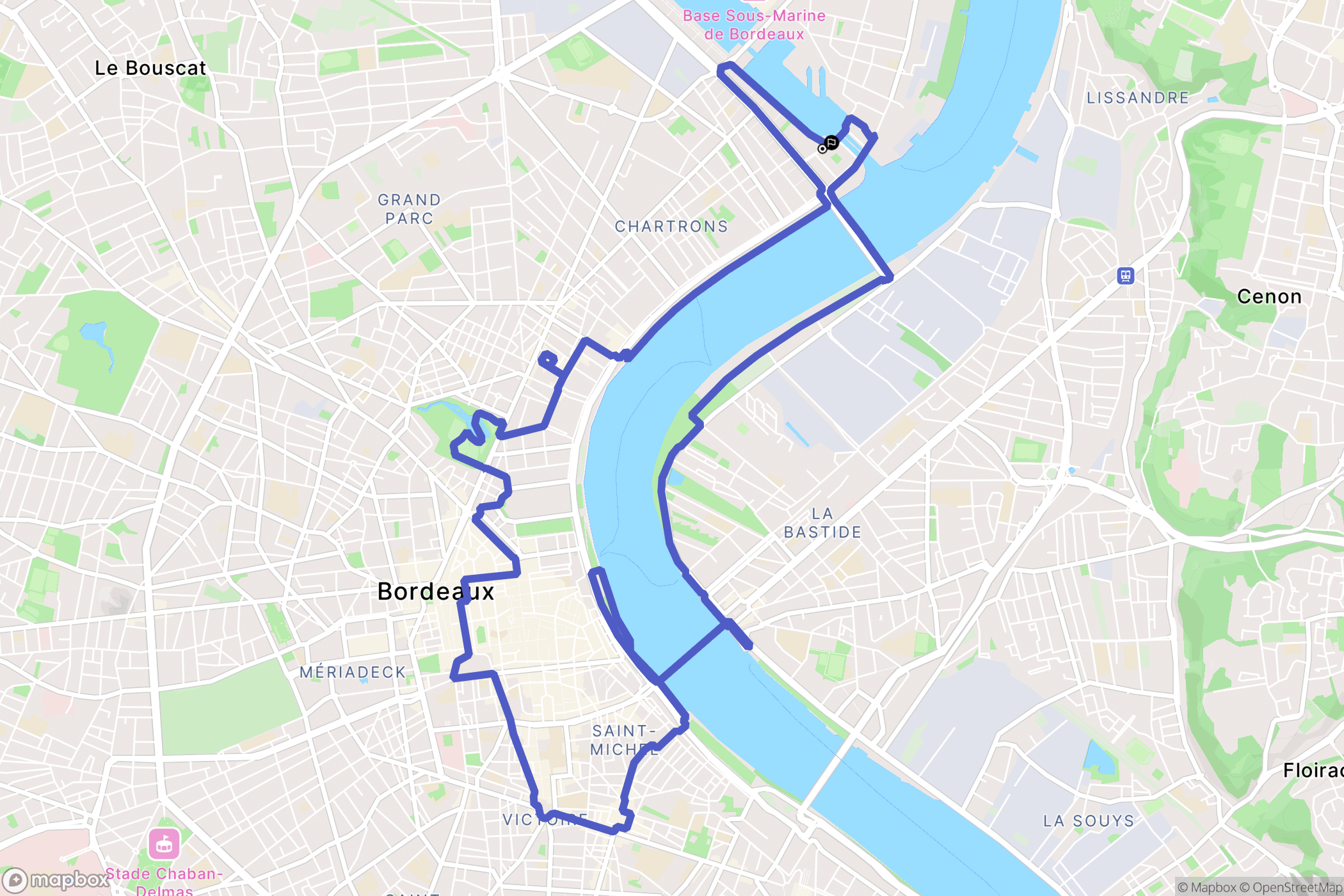 Bordeaux : carte du parcours de randonnée - France