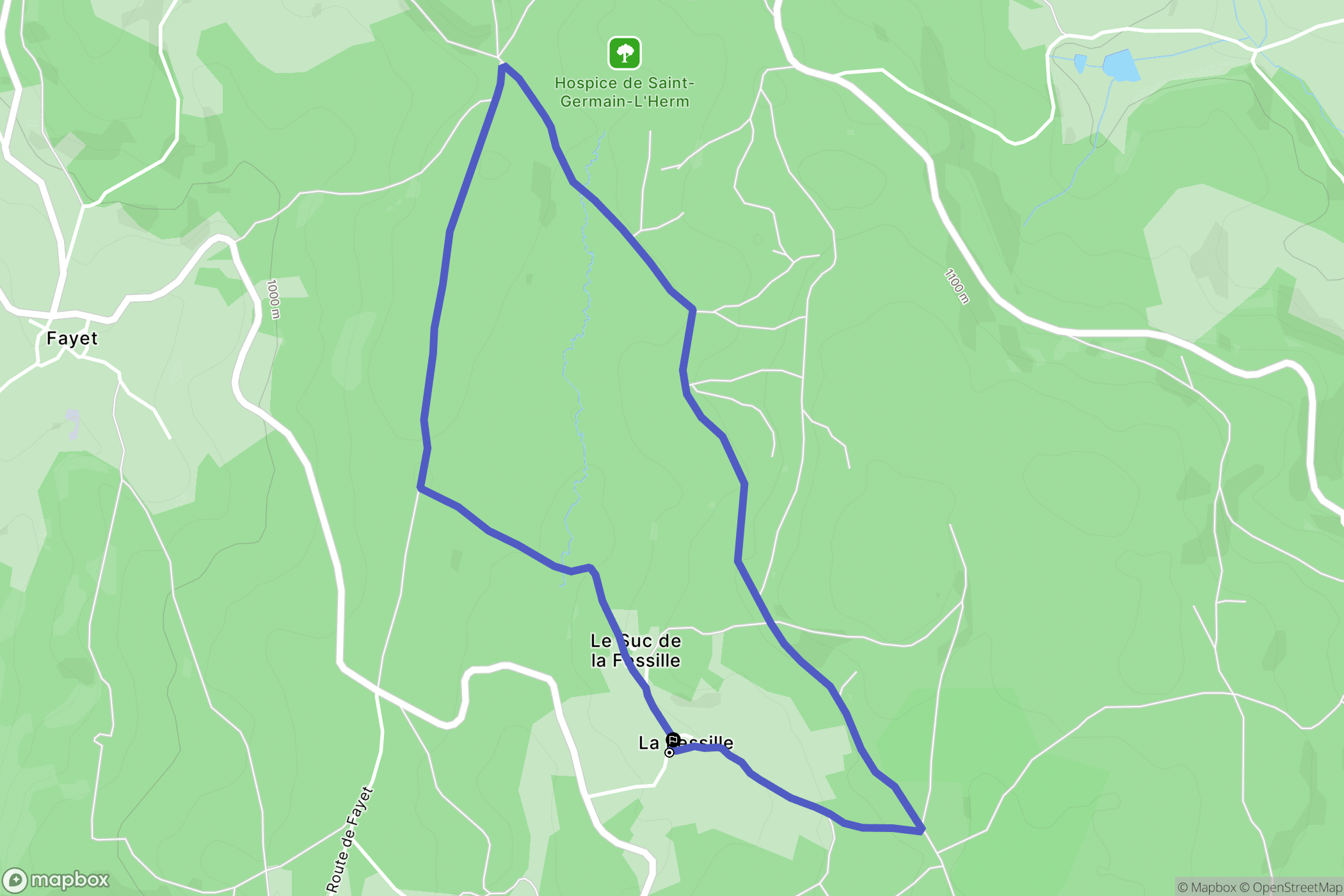 Fayet-Ronaye : carte du parcours de randonnée - France