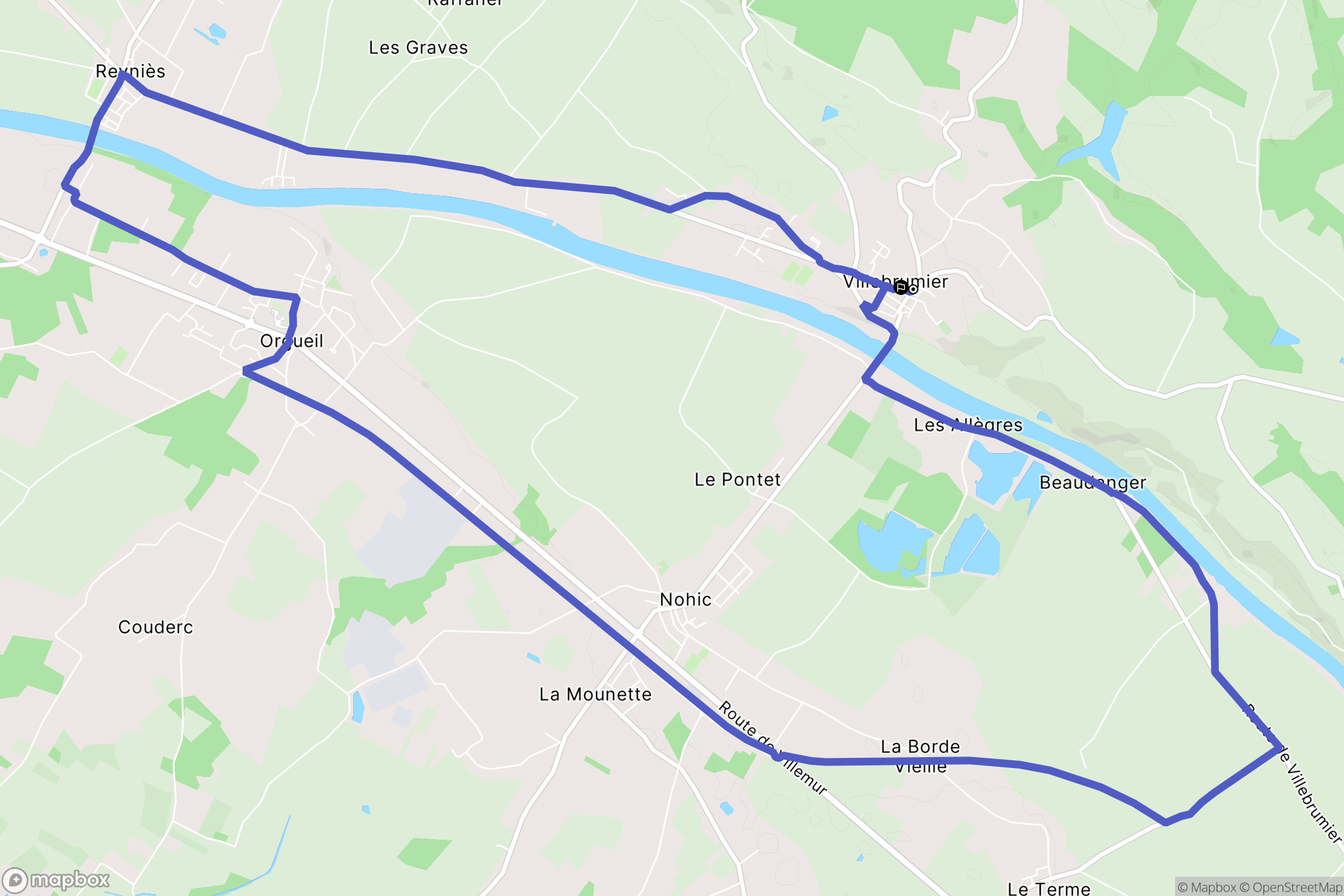 Villebrumier : carte du parcours de randonnée - France