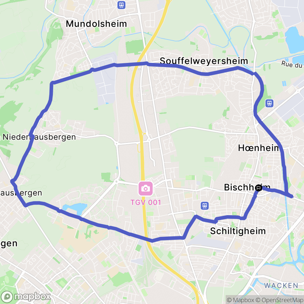 Bischheim : carte du parcours de randonnée - France