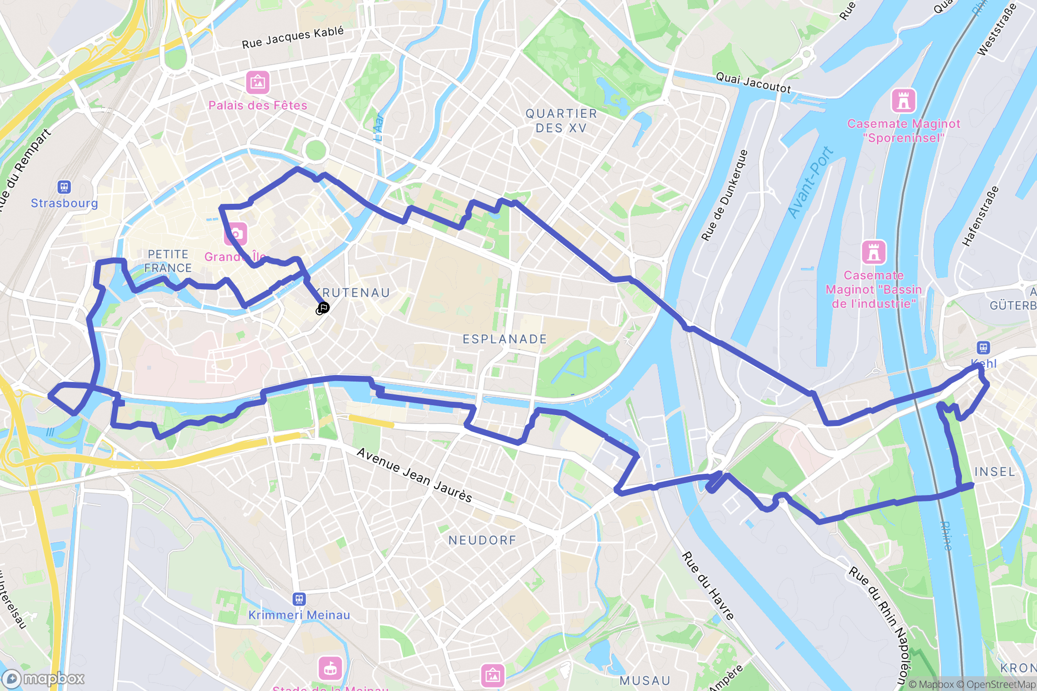 Strasbourg : carte du parcours de randonnée - France