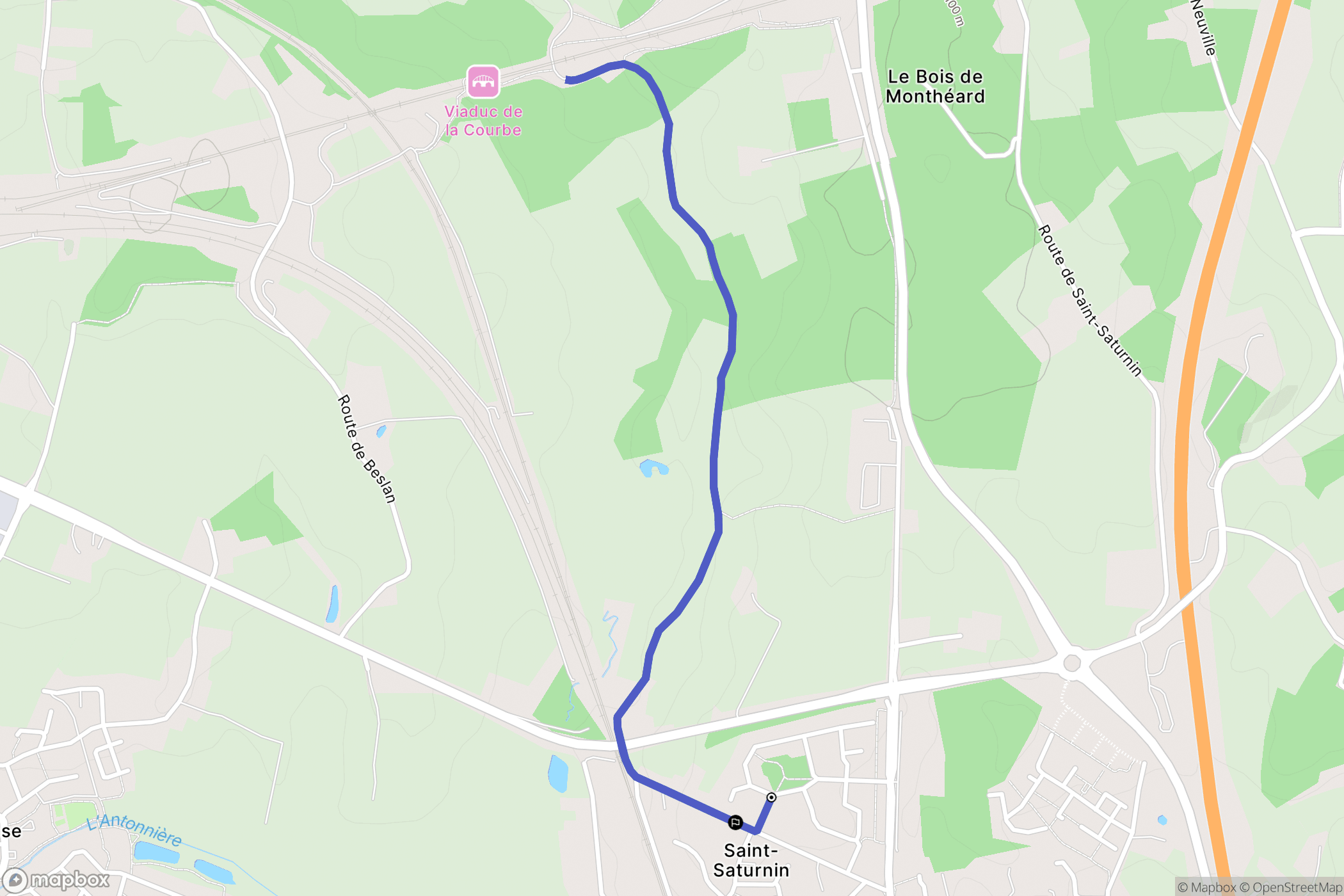 Saint-Saturnin : carte du parcours de randonnée - France