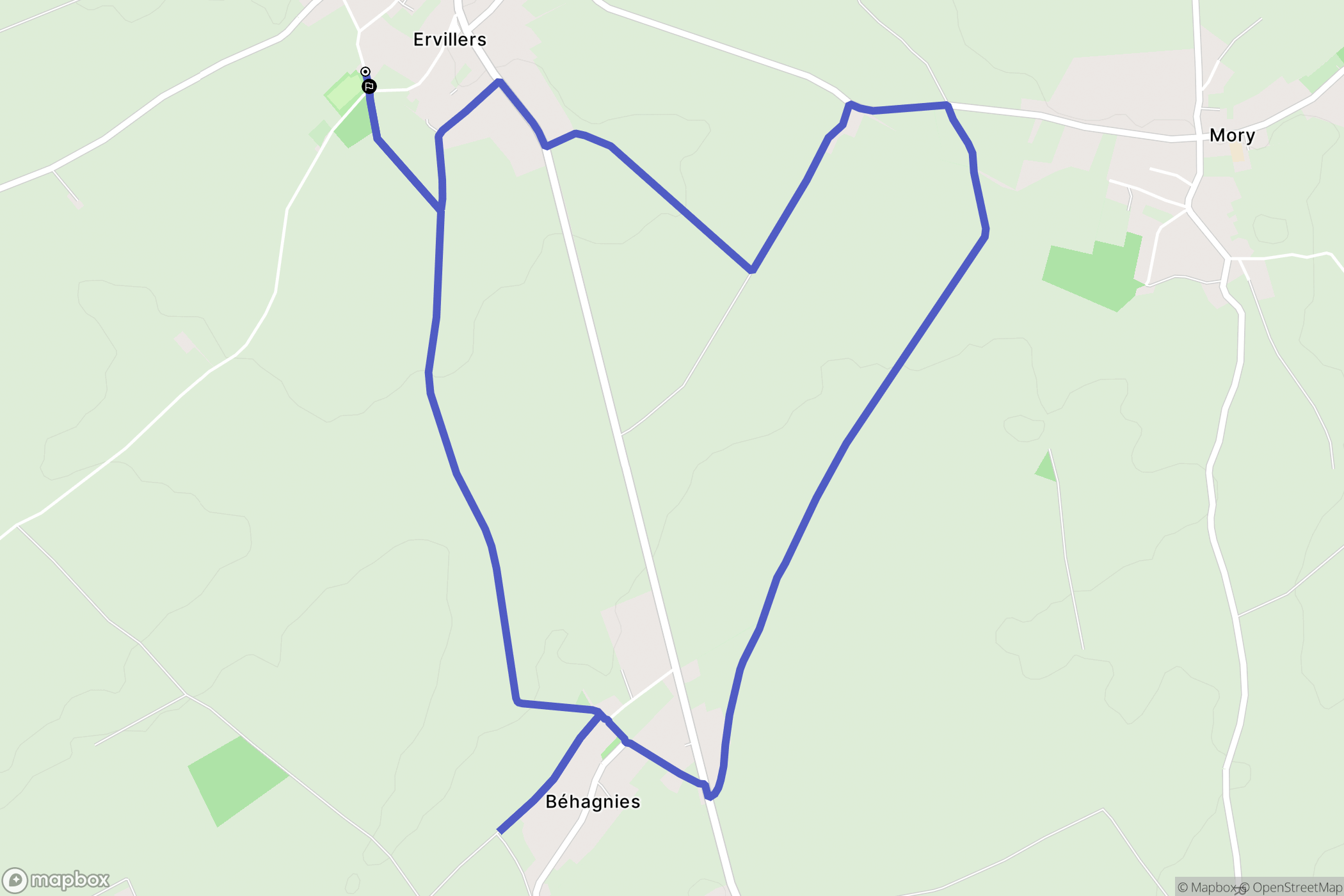 Ervillers : carte du parcours de randonnée - France
