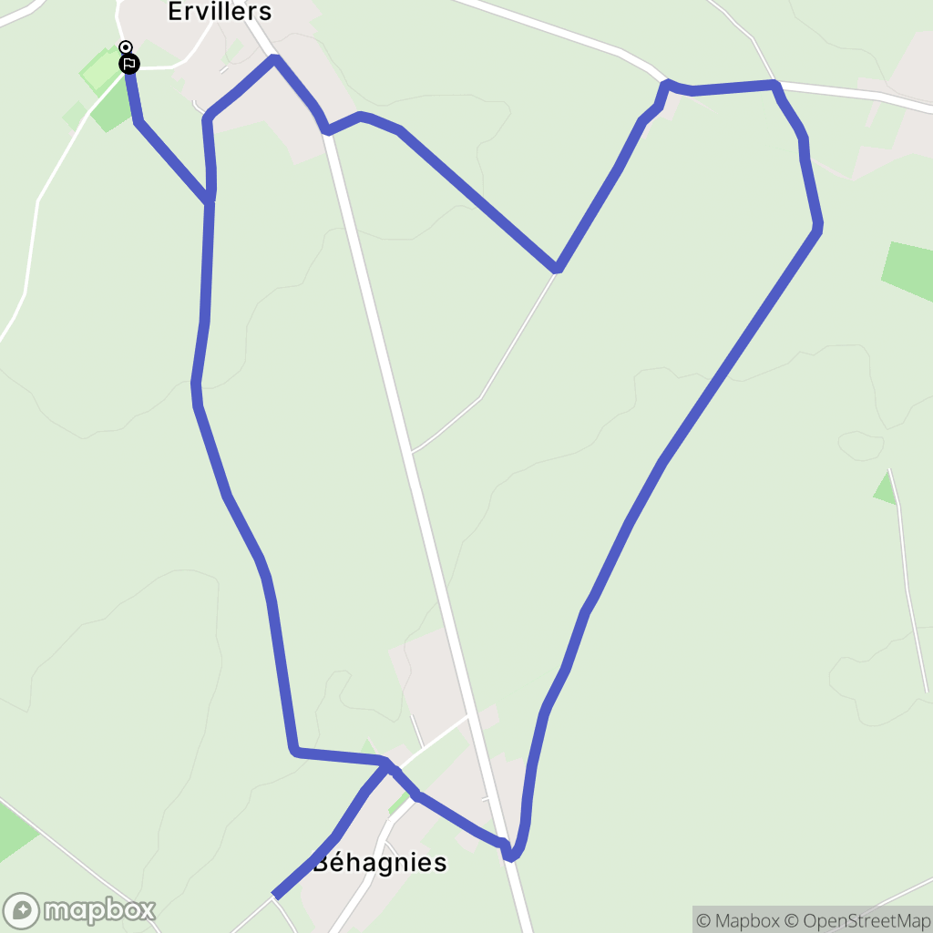 Ervillers : carte du parcours de randonnée - France