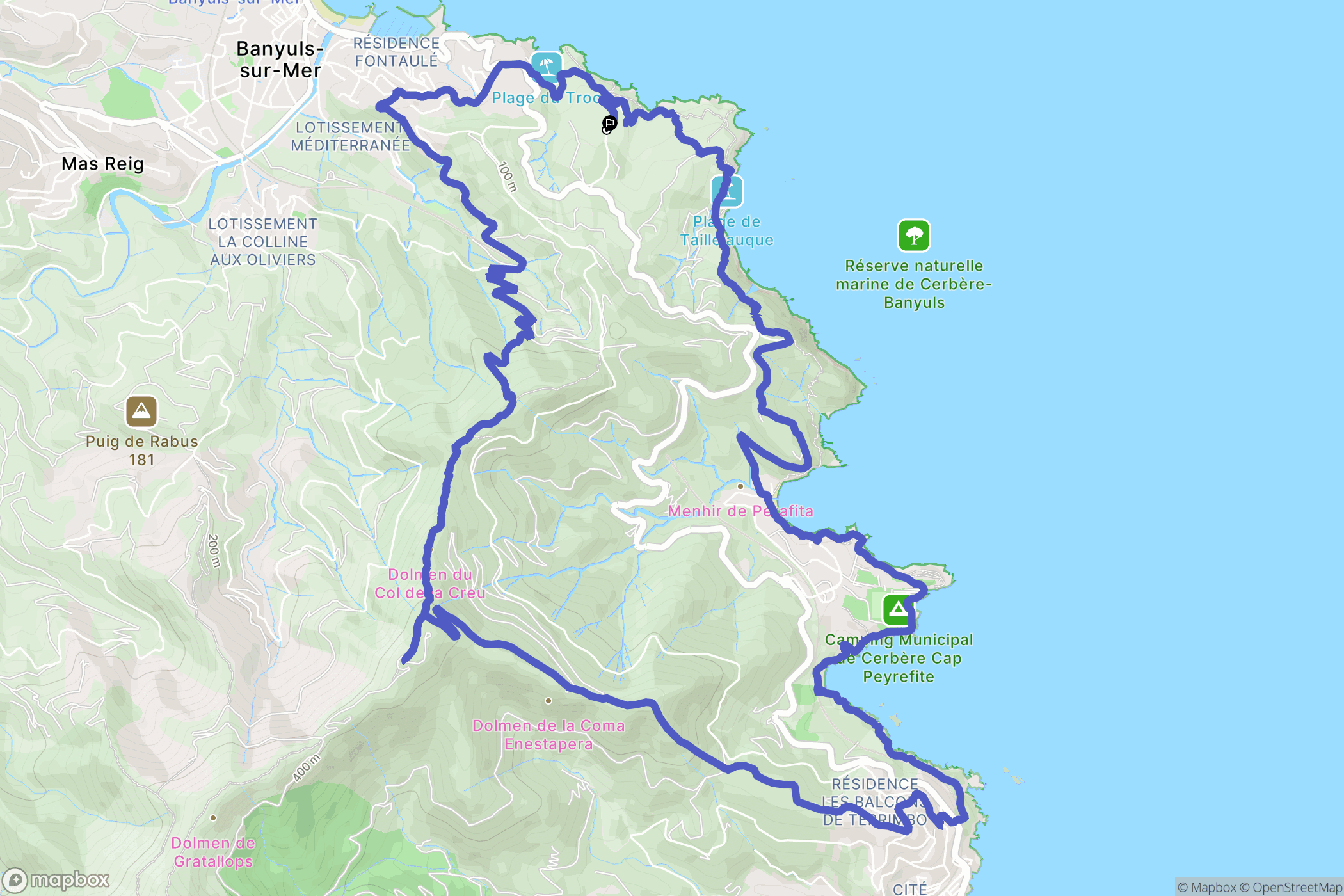 Banyuls-sur-Mer : carte du parcours de randonnée - France