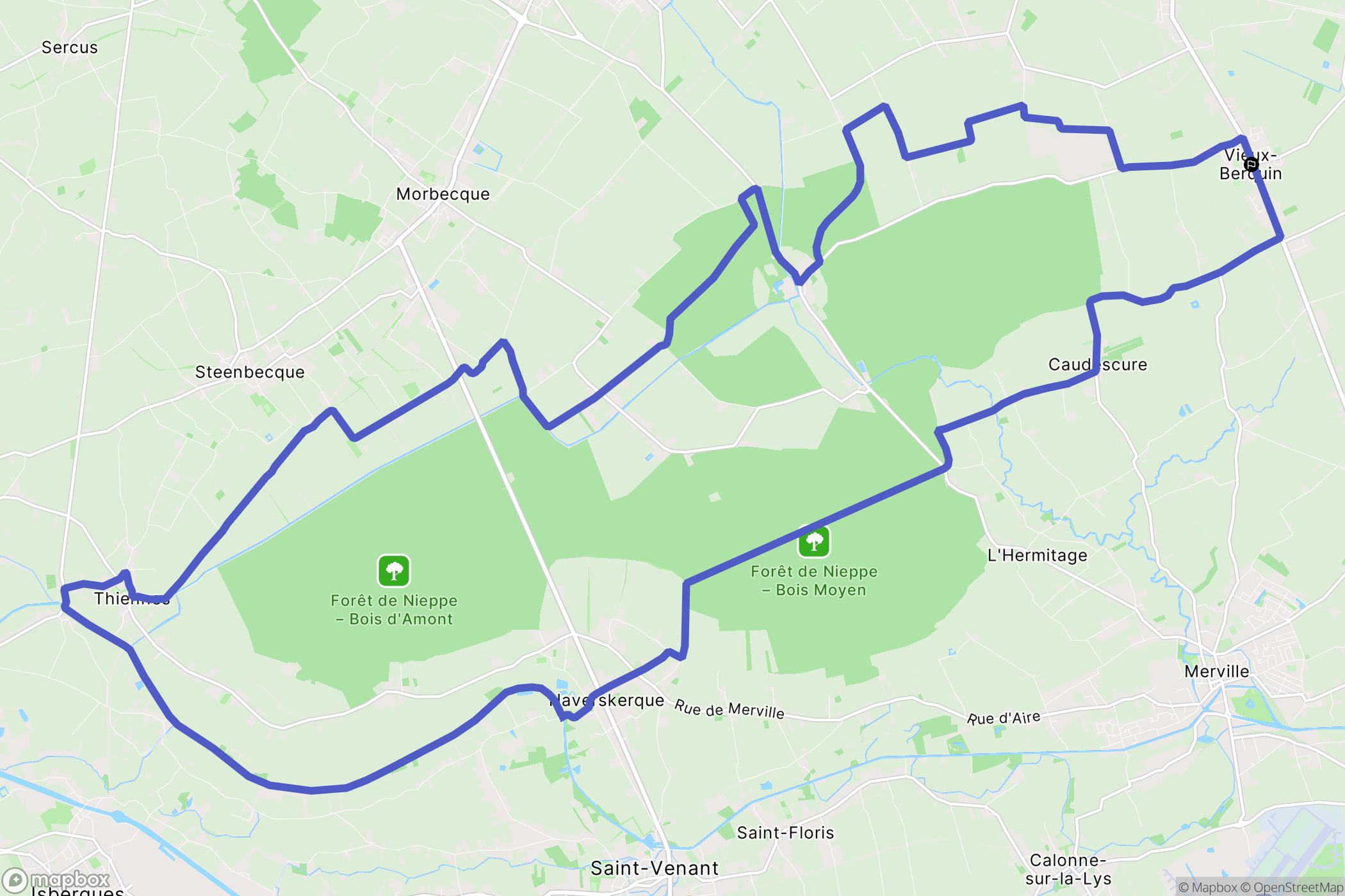 Vieux-Berquin : carte du parcours de randonnée - France