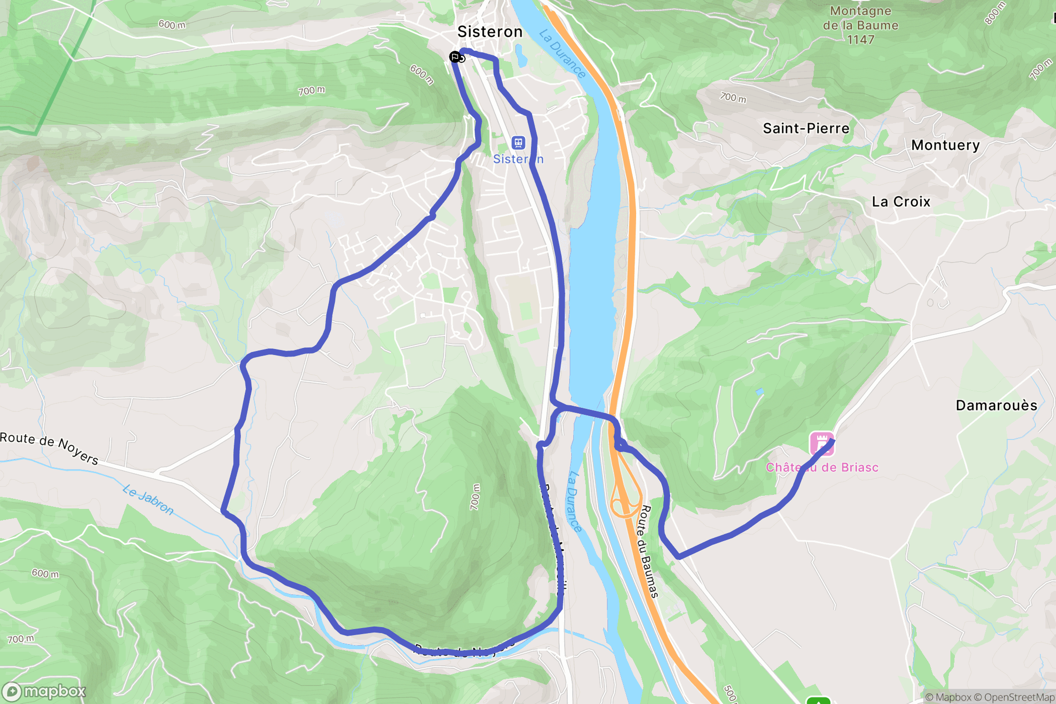 Sisteron : carte du parcours de randonnée - France