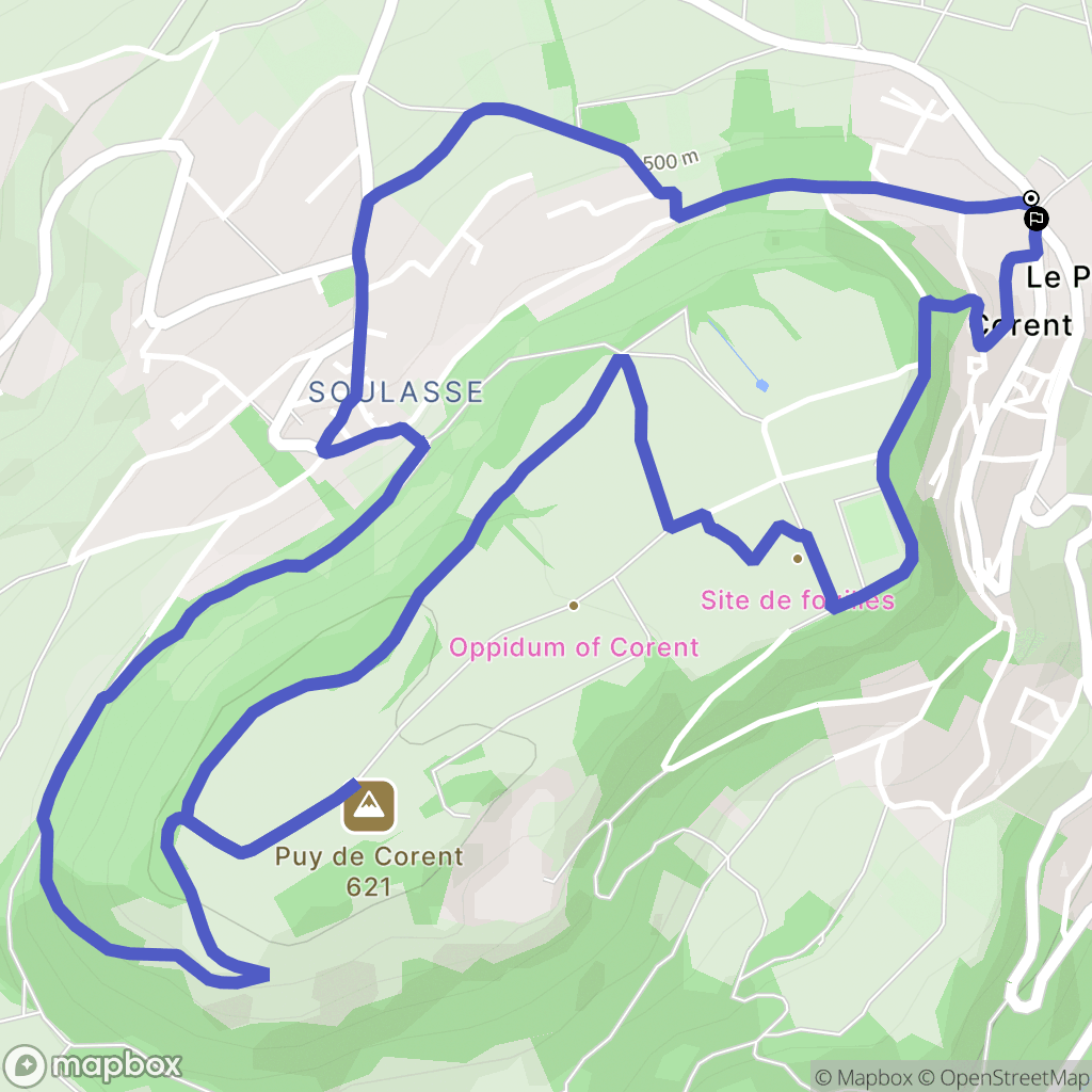 Corent : carte du parcours de randonnée - France