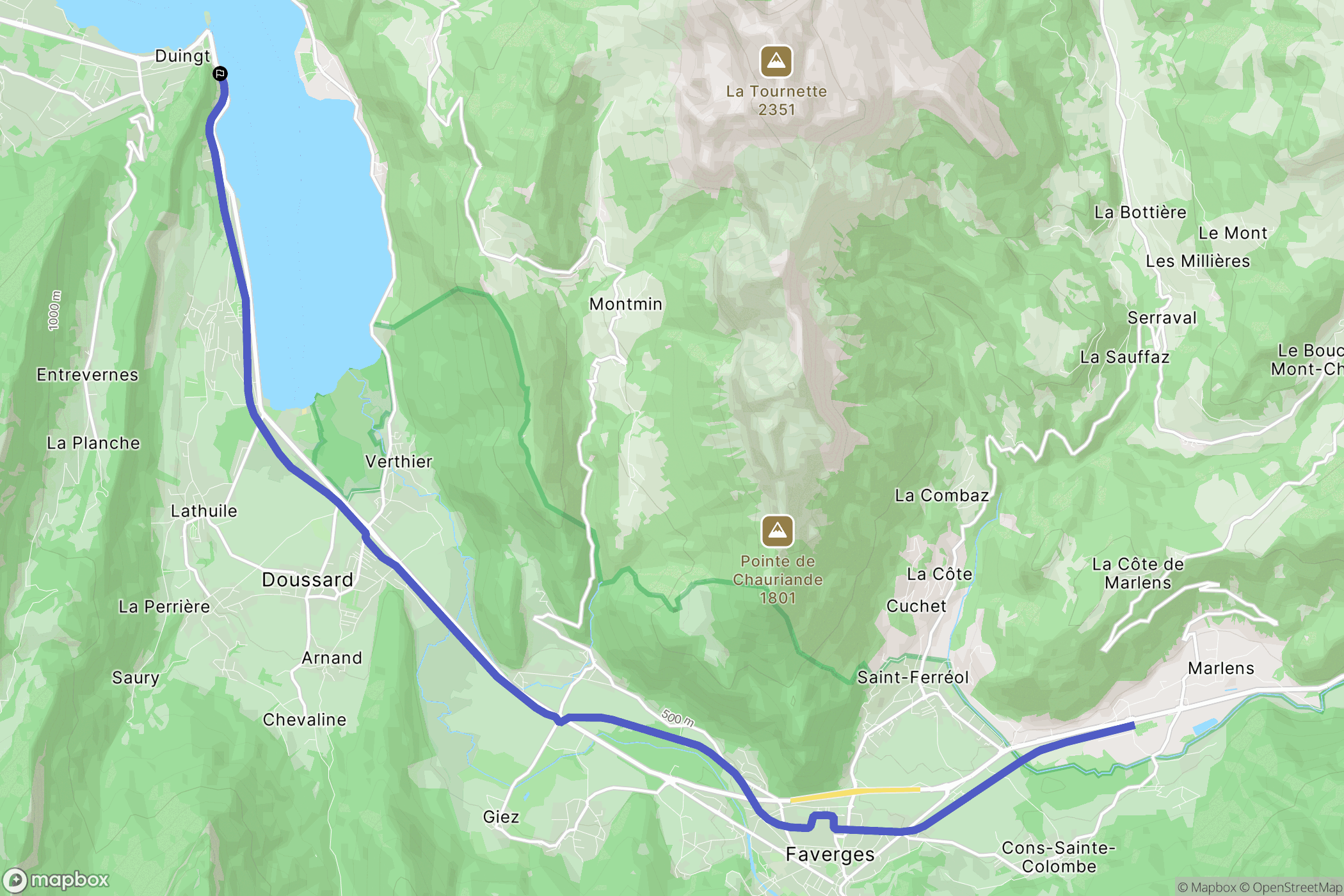 Duingt : carte du parcours de randonnée - France