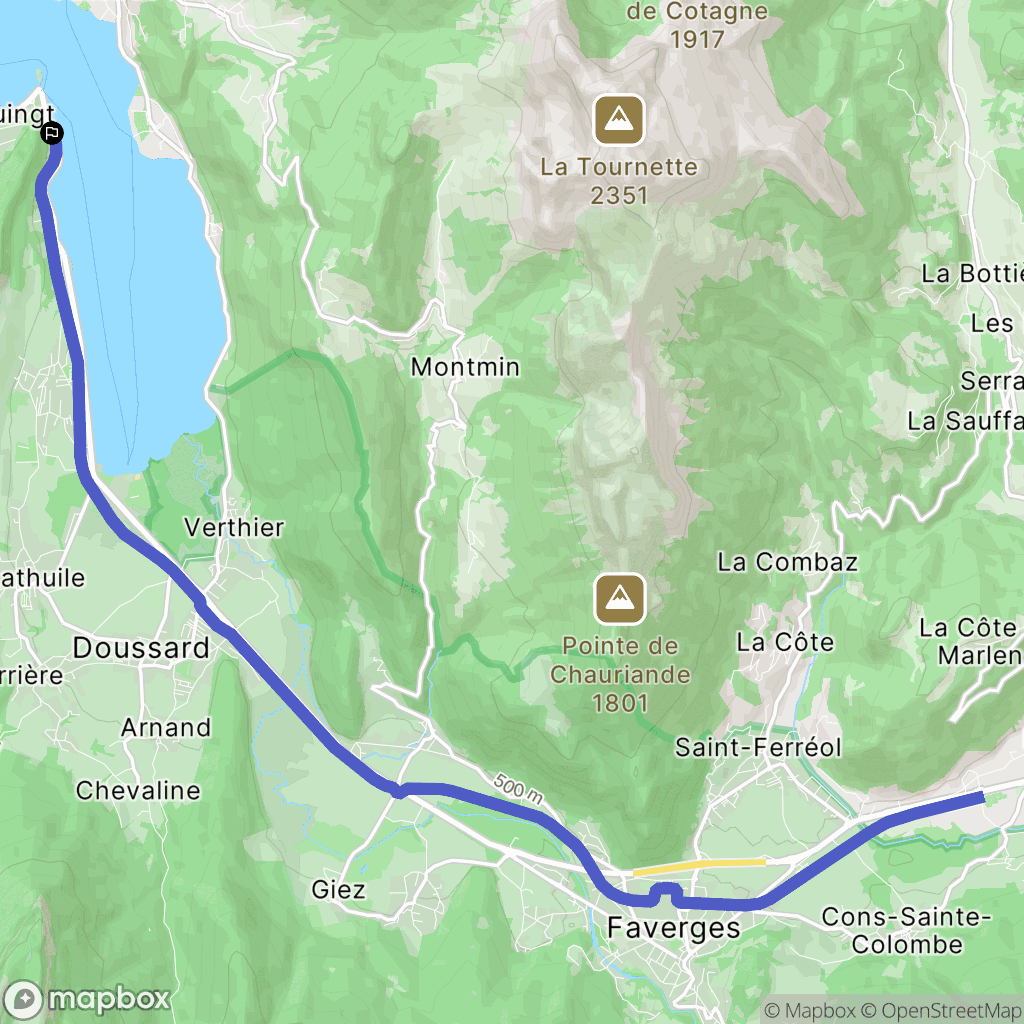 Duingt : carte du parcours de randonnée - France
