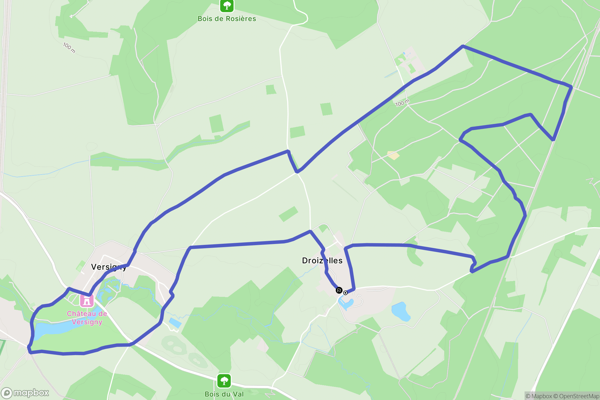 Versigny : carte du parcours de randonnée - France