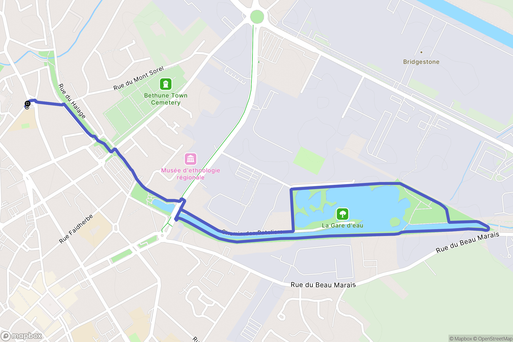 Béthune : carte du parcours de randonnée - France