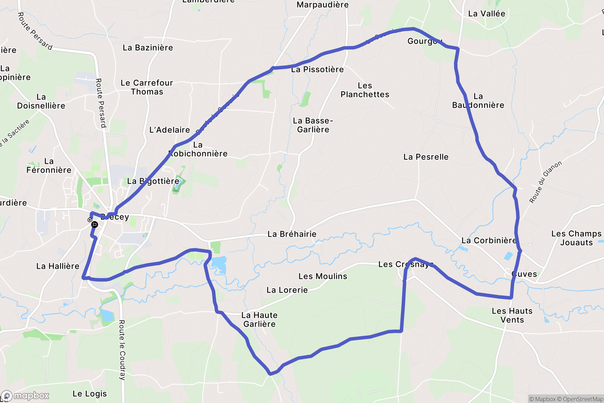 Brécey : carte du parcours de randonnée - France