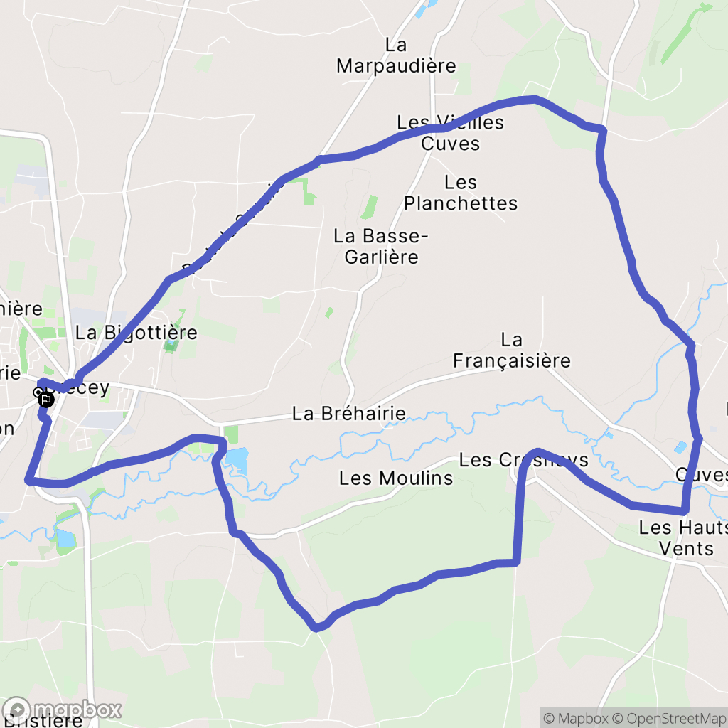 Brécey : carte du parcours de randonnée - France