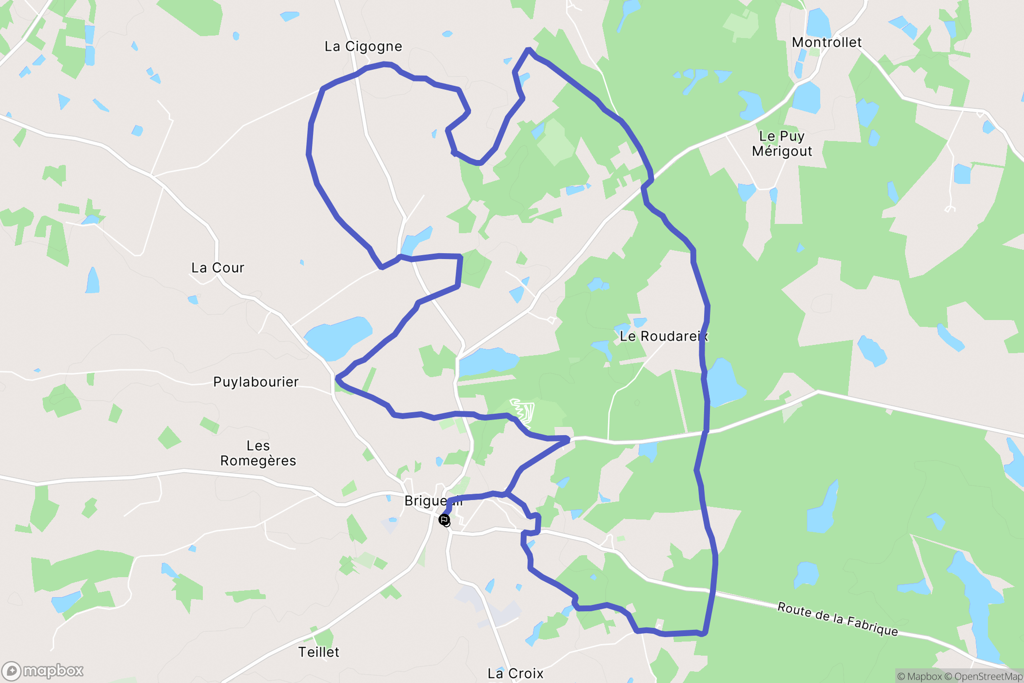 Brigueuil : carte du parcours de randonnée - France