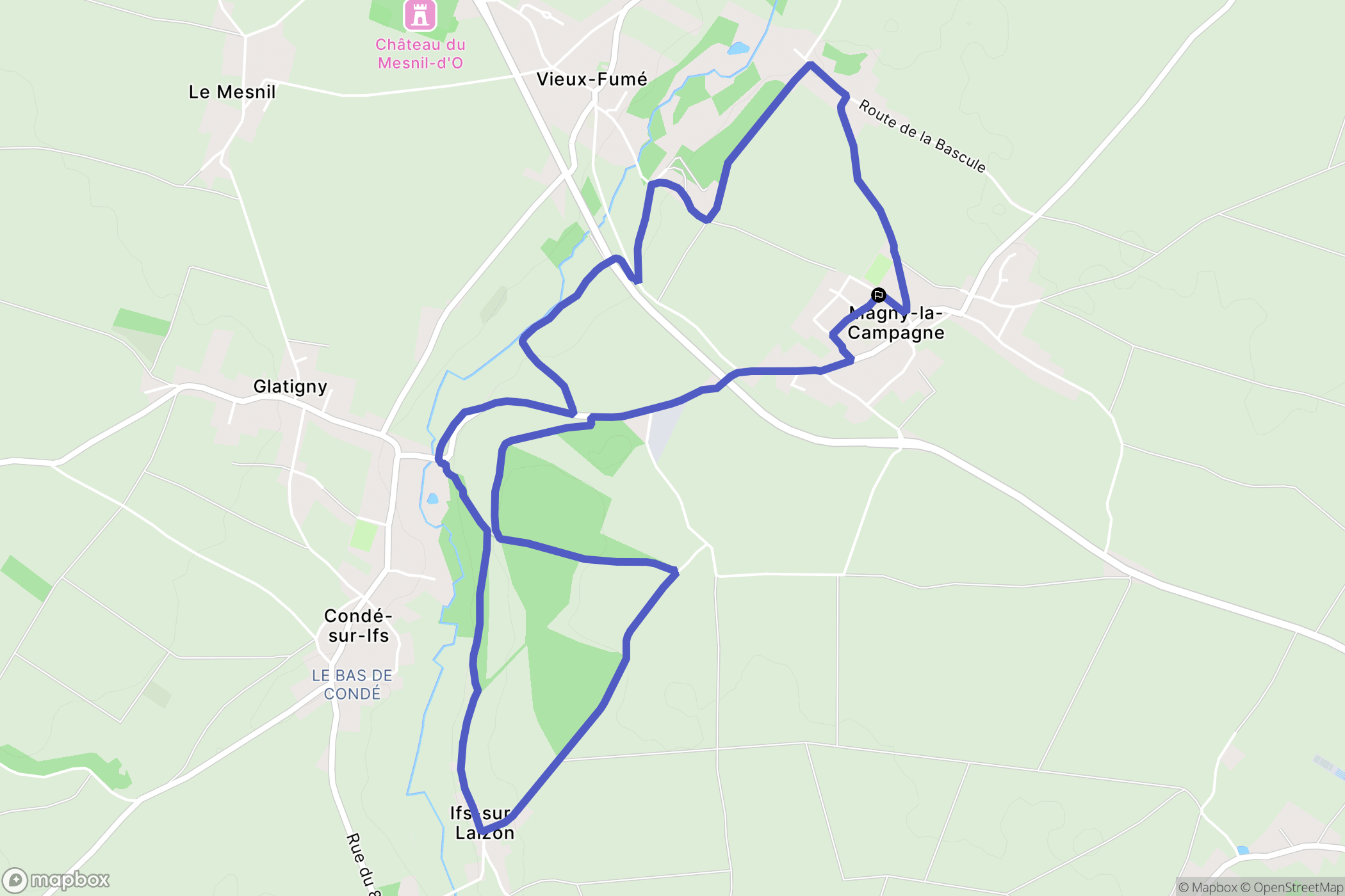 Mézidon Vallée d'Auge : carte du parcours de randonnée - France
