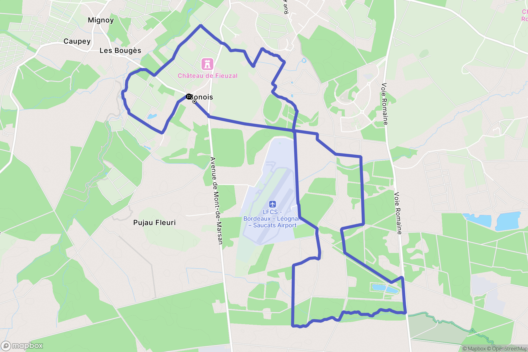 Léognan : carte du parcours de randonnée - France