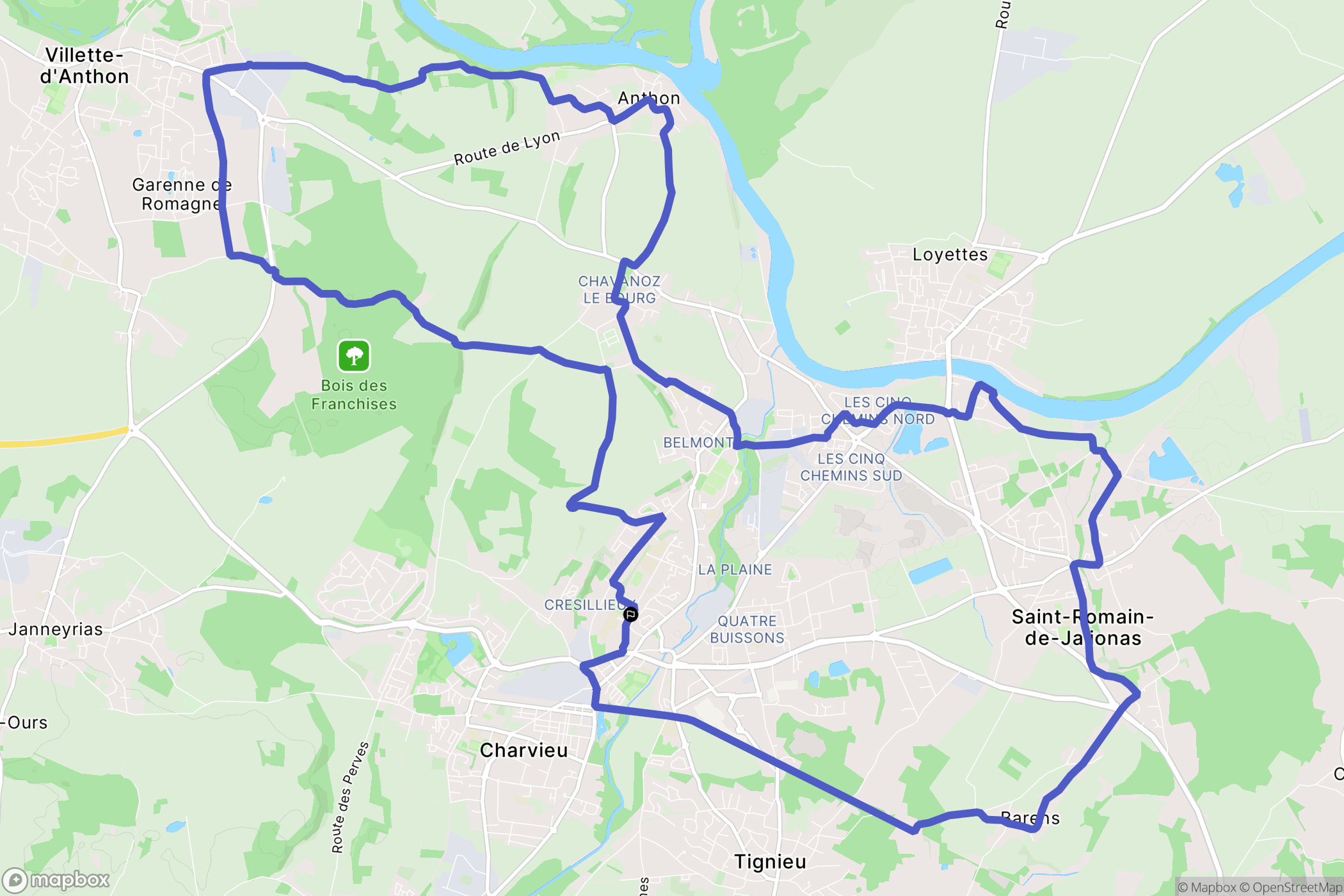 Pont-de-Chéruy : carte du parcours de randonnée - France