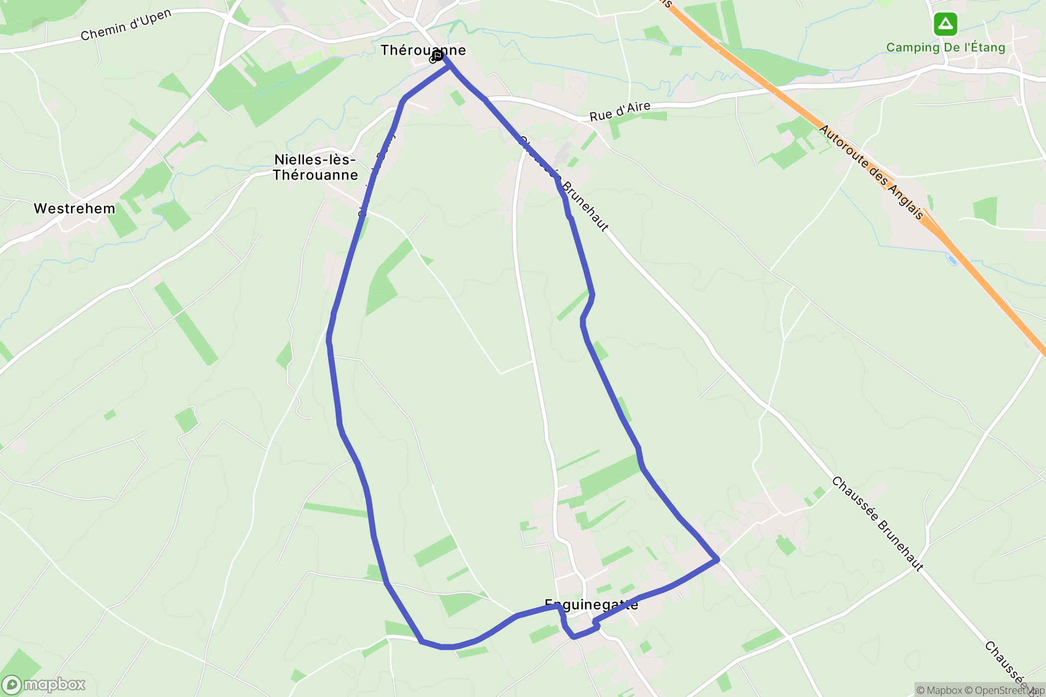 Thérouanne : carte du parcours de randonnée - France