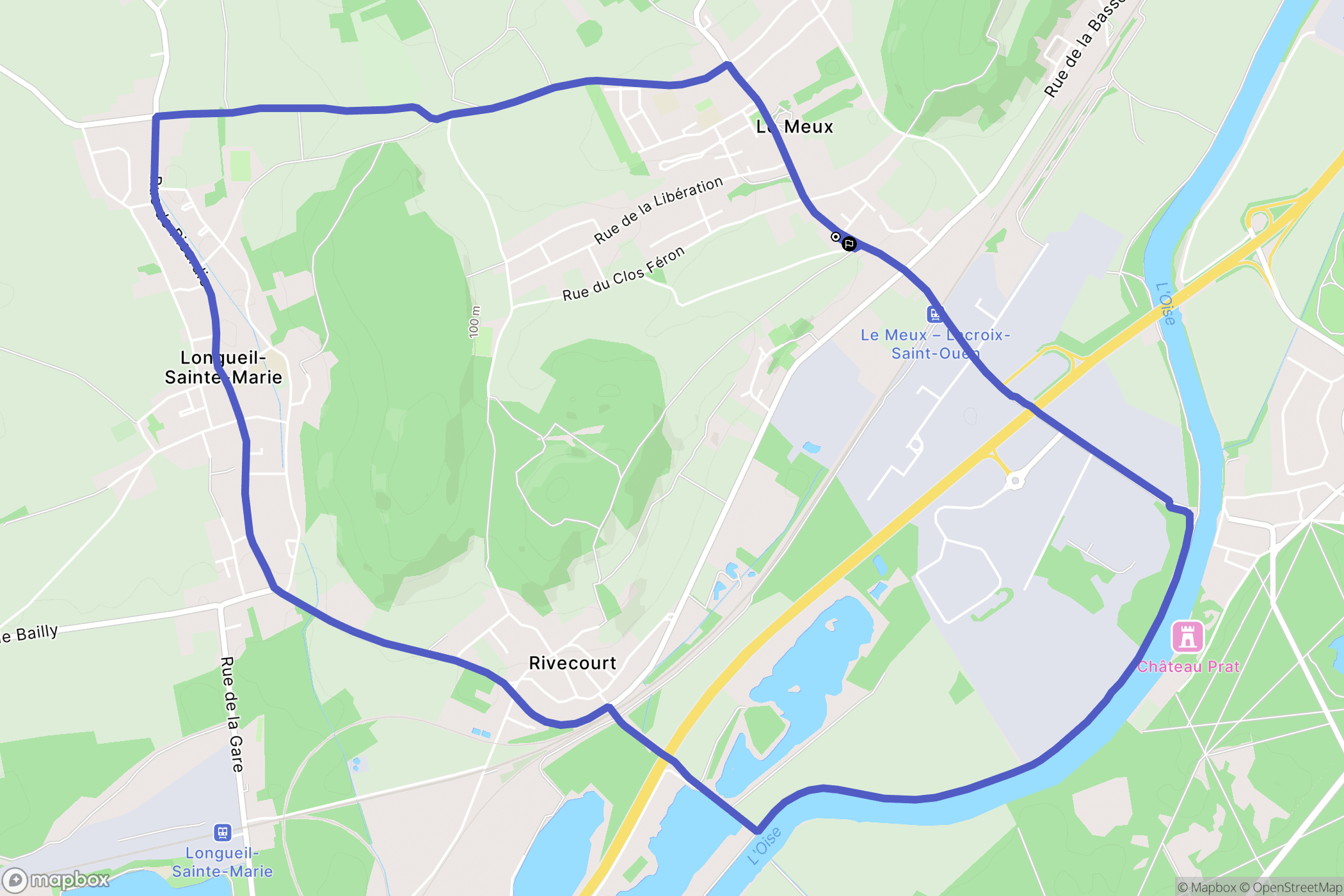 Le Meux : carte du parcours de randonnée - France