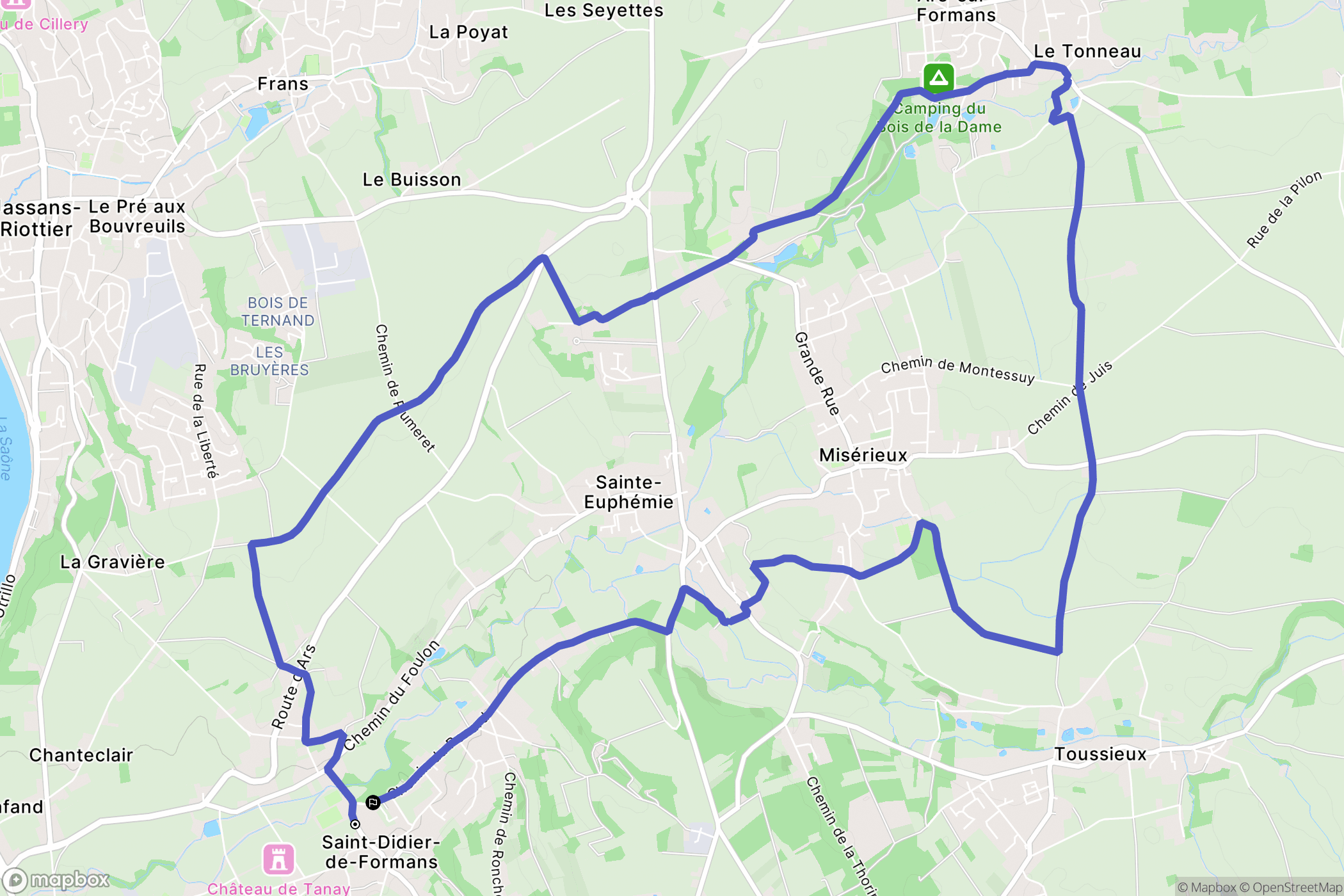 Saint-Didier-de-Formans : carte du parcours de randonnée - France