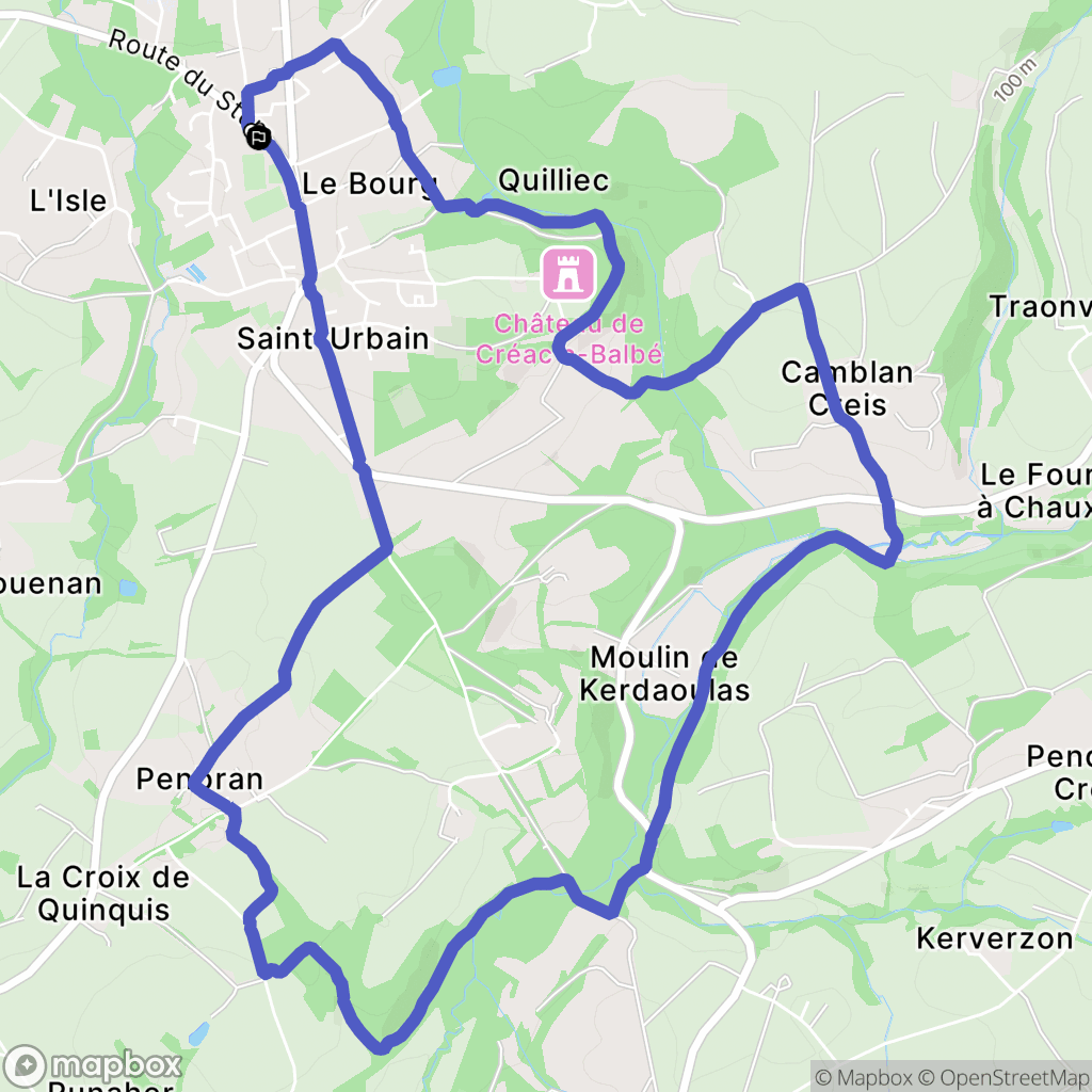 Saint-Urbain : carte du parcours de randonnée - France