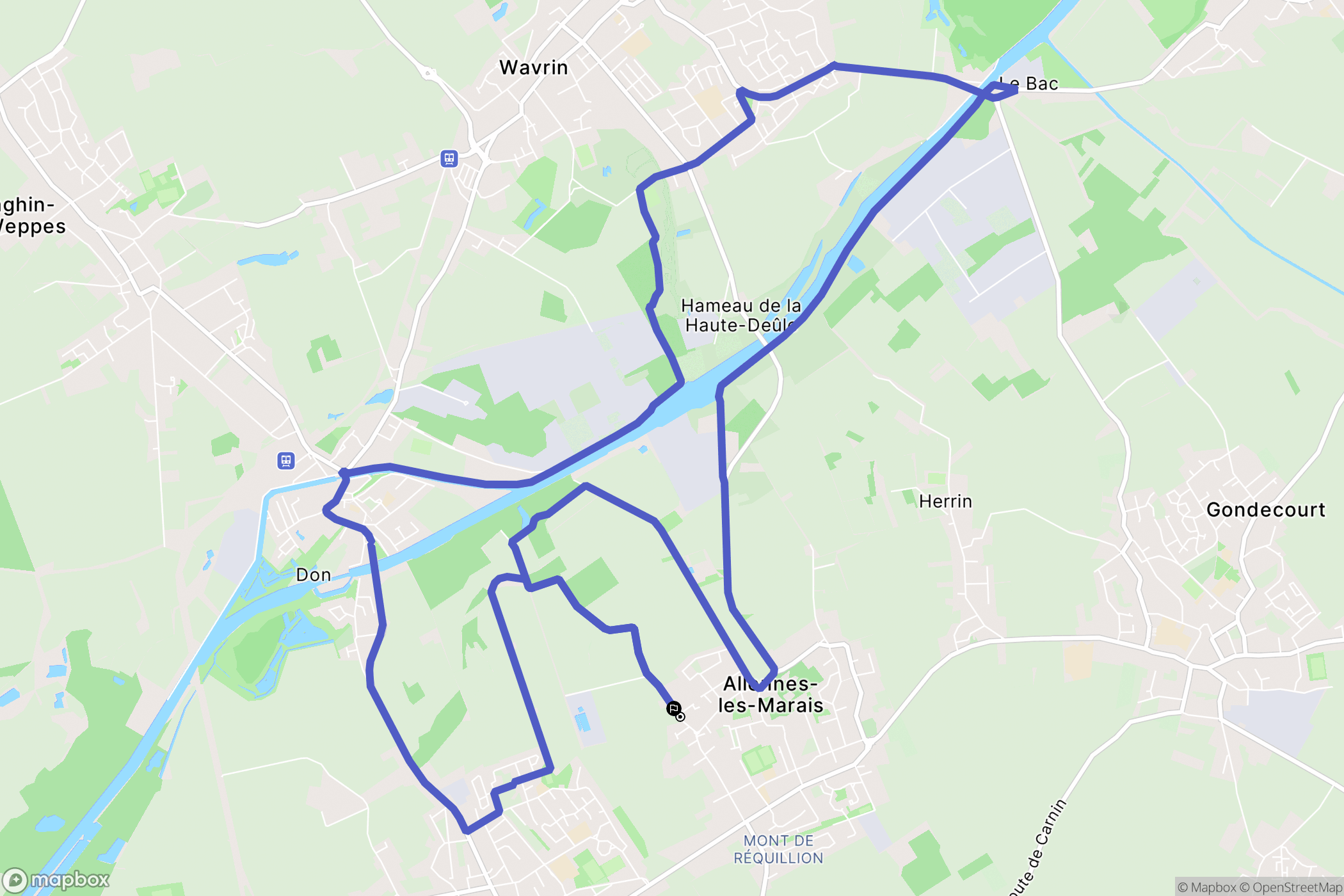 Allennes-les-Marais : carte du parcours de randonnée - France