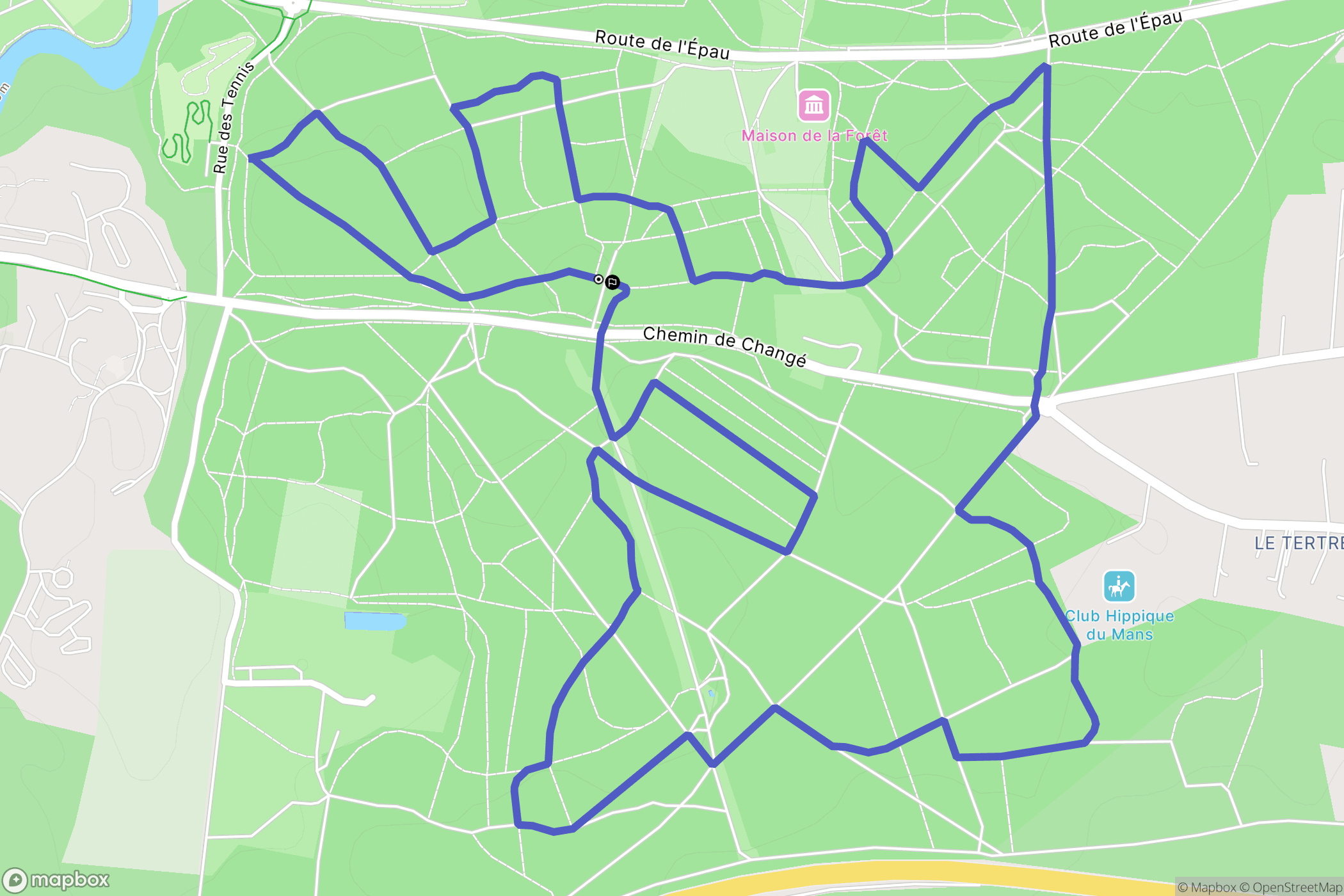 Changé : carte du parcours de randonnée - France