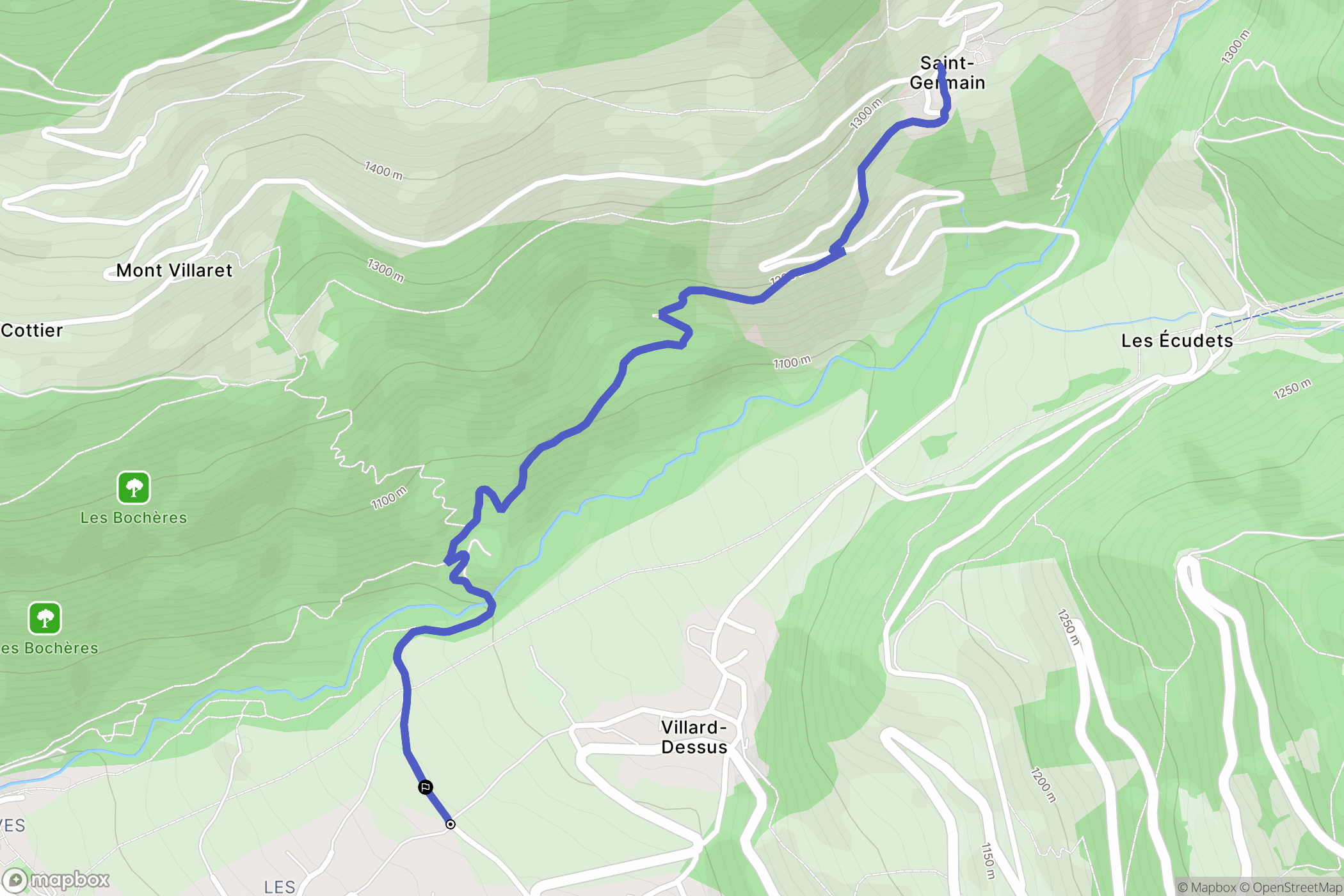 Séez : carte du parcours de randonnée - France