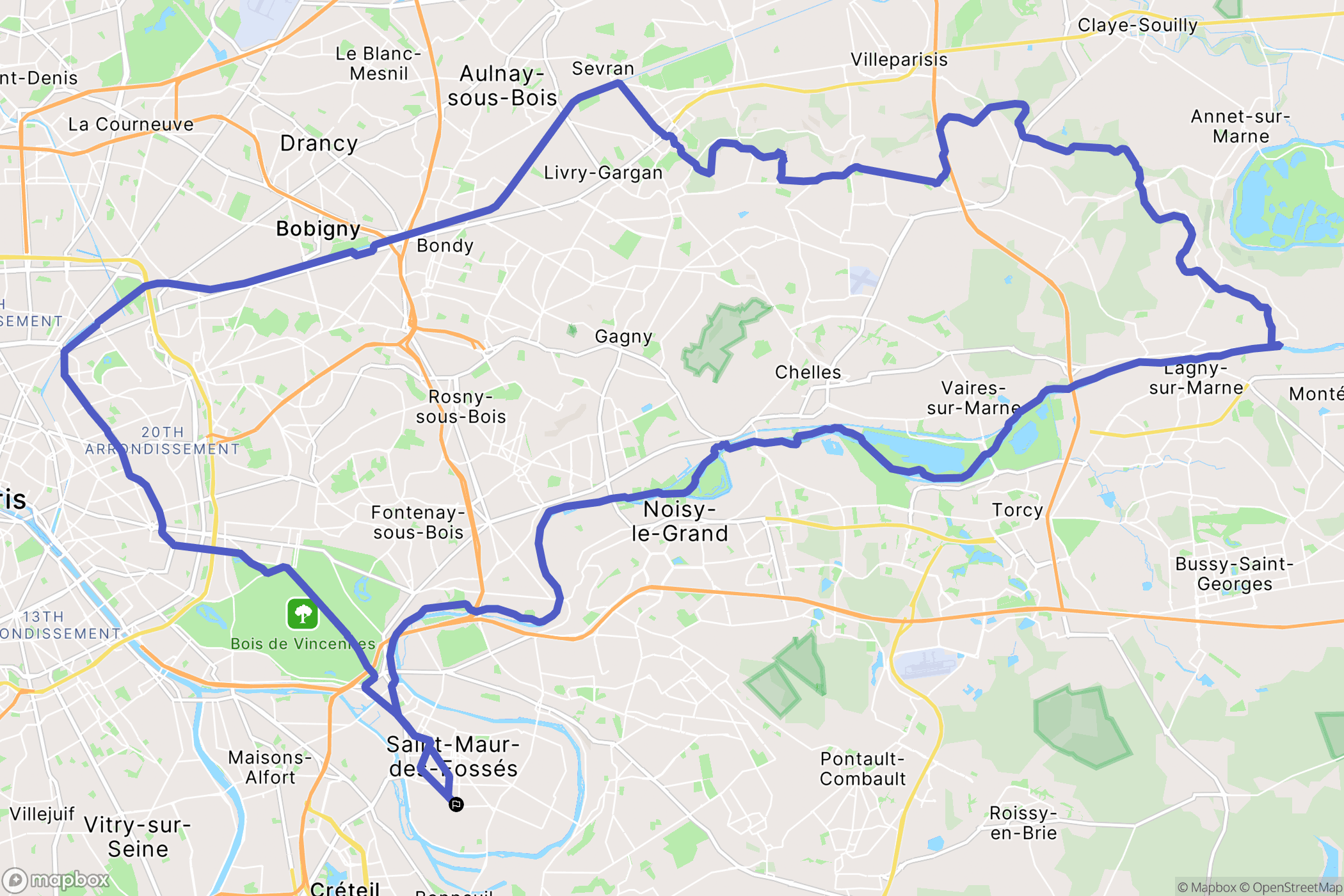 Saint-Maur-des-Fossés : carte du parcours de randonnée - France