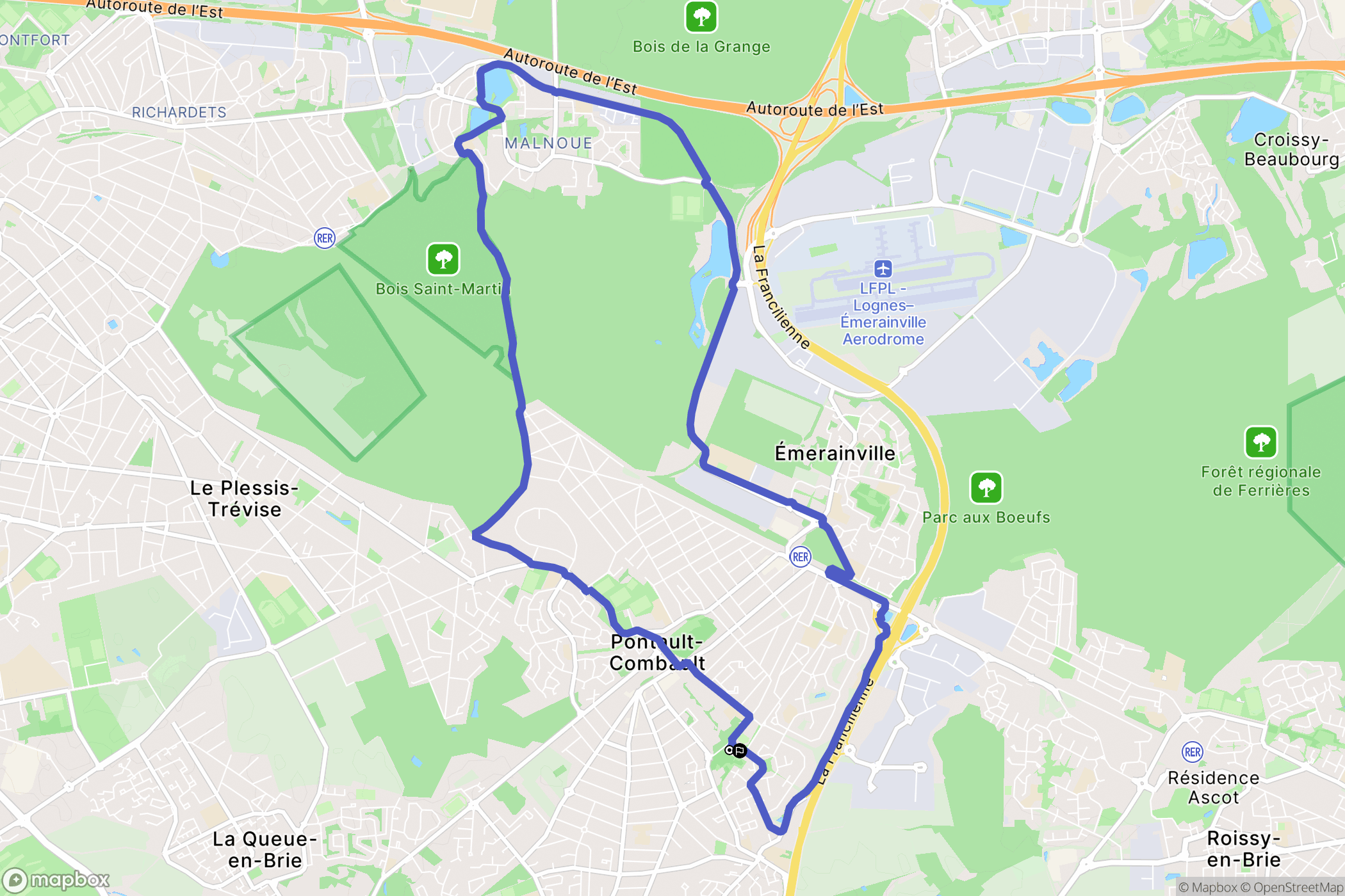 Pontault-Combault : carte du parcours de randonnée - France